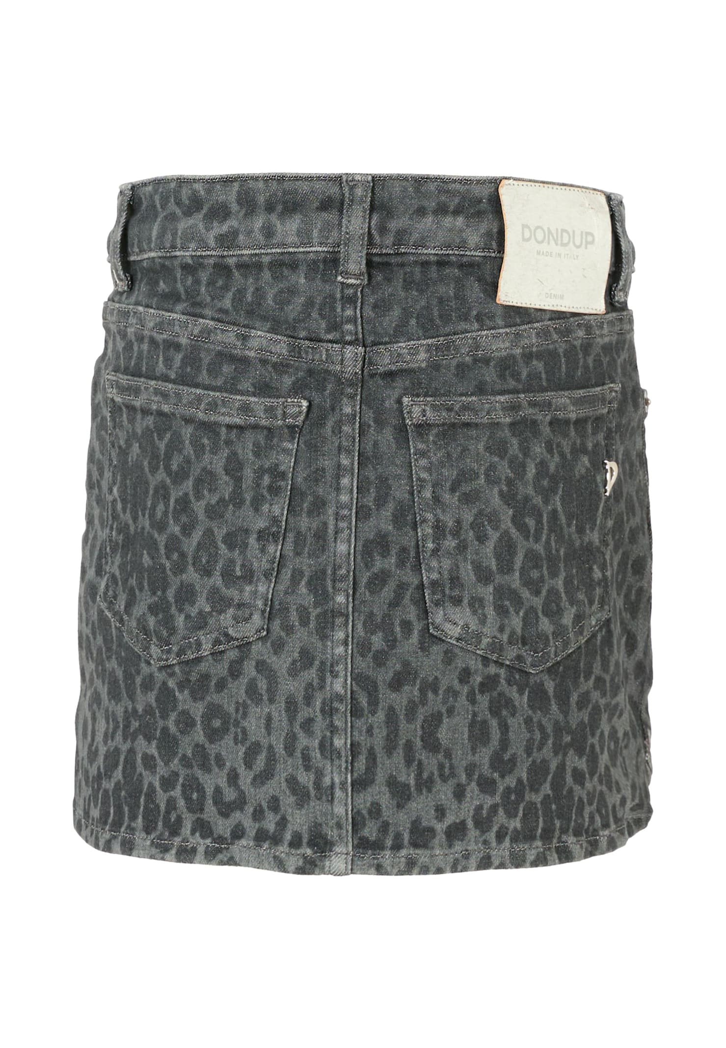 Dondup Gray Skirt For Girl With Spotted Print In Blue