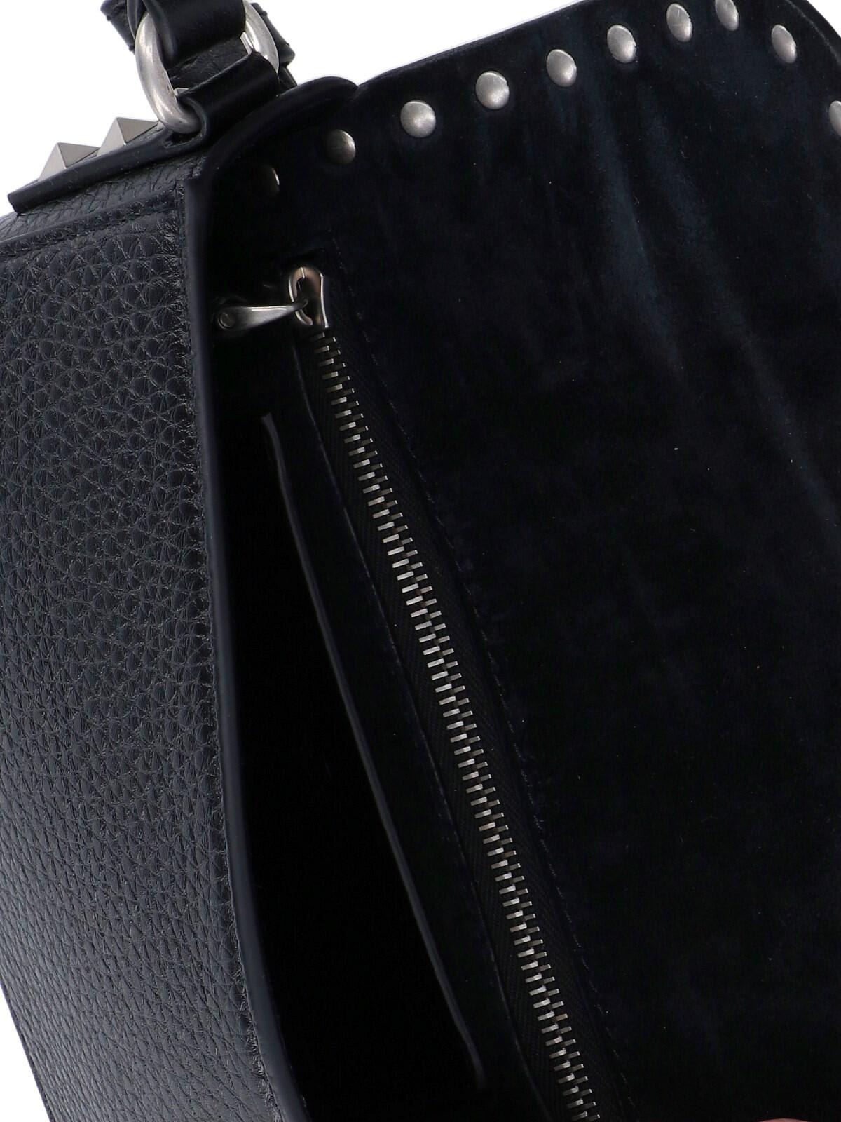 Valentino Large Rockstud Messenger Bag With Adaptable Strap In Black