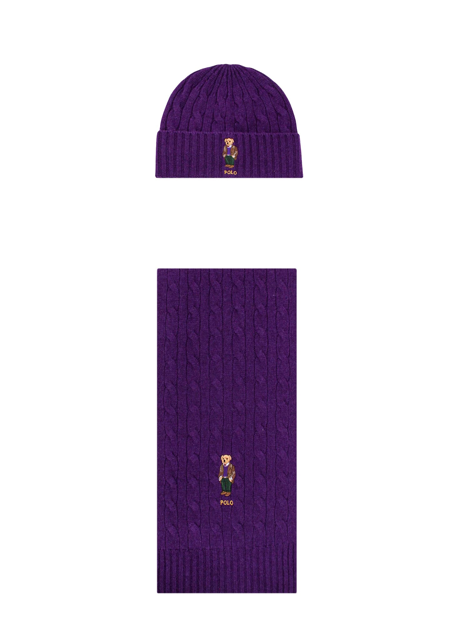 Shop Polo Ralph Lauren Hat And Scarf In Purple