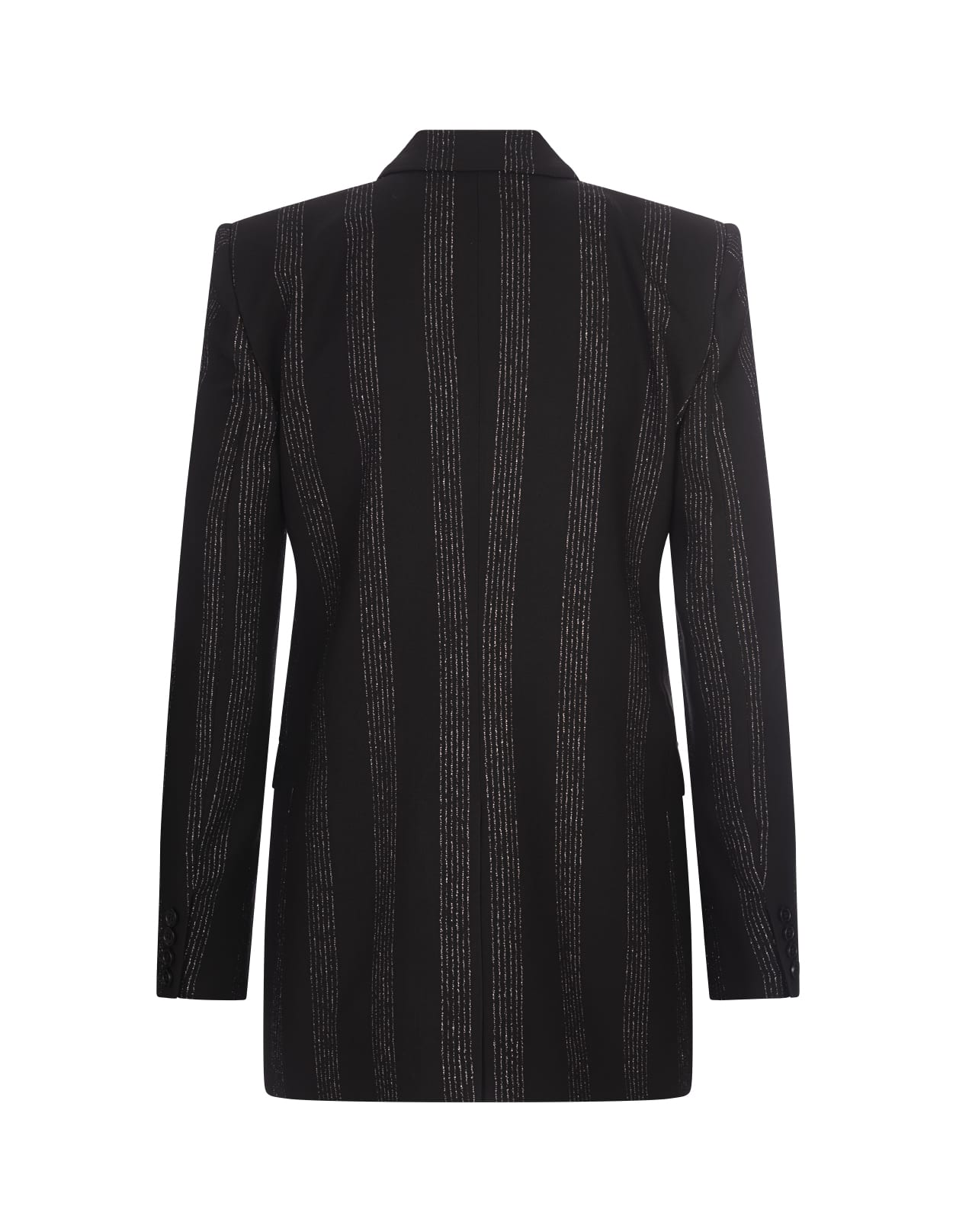 Shop Msgm Black Lurex Pinstripe Tailoring Jacket