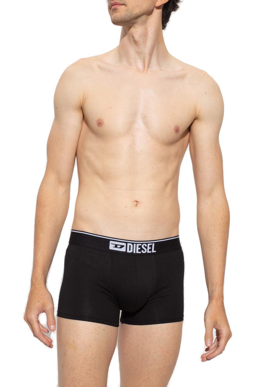 Shop Diesel Umbx-damien Three-pack Logo-embroidered Boxers Set In Multicolour