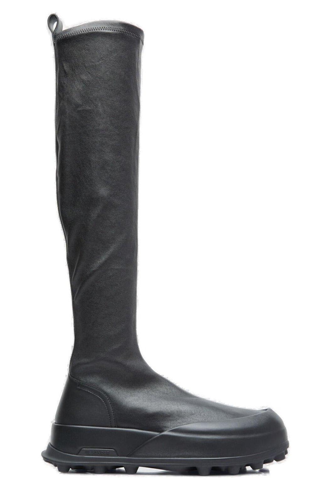 Shop Jil Sander Pull-on Knee-high Boots In Black