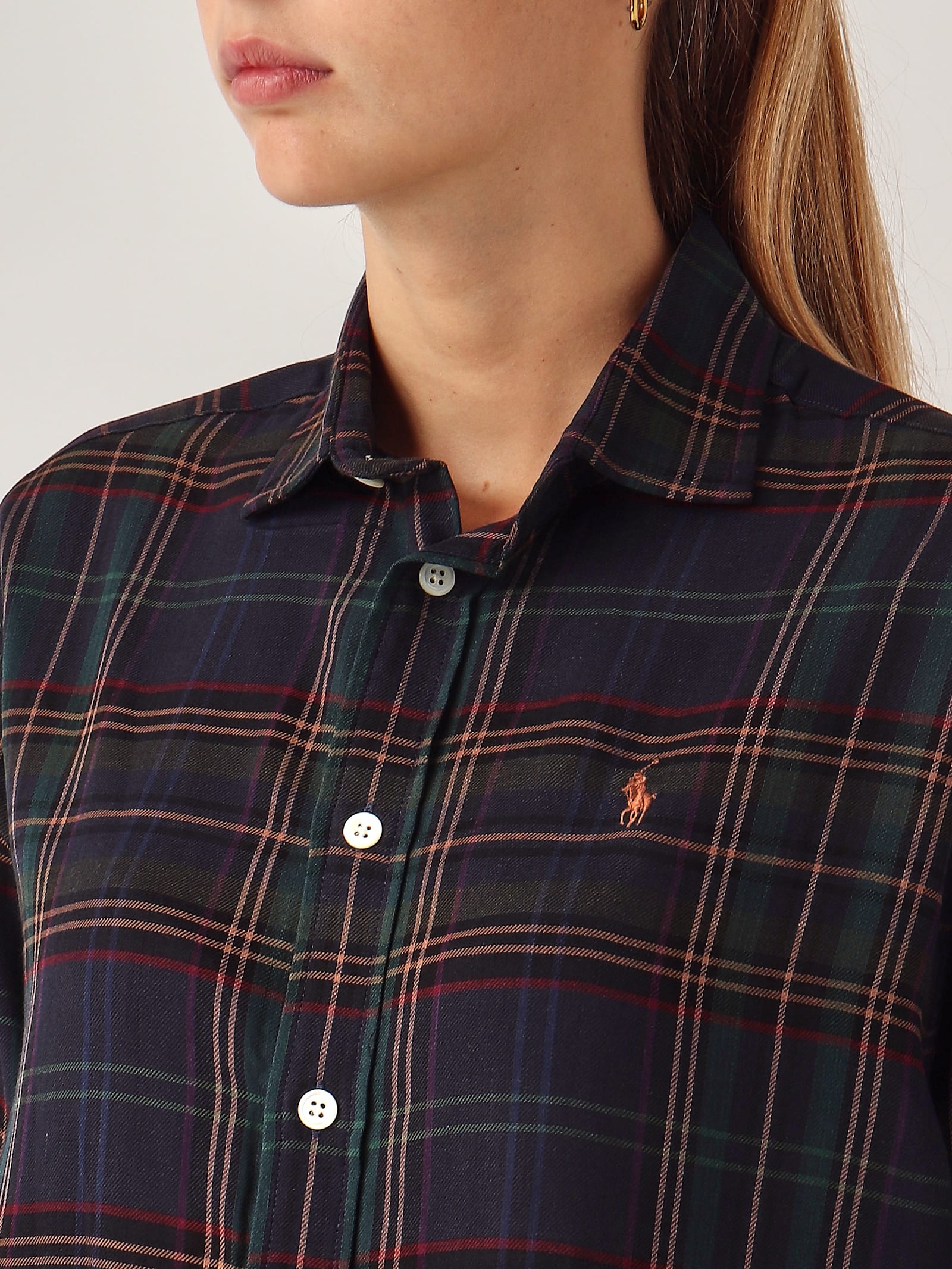 Shop Polo Ralph Lauren Cotton Shirt In Tartan Verde Scuro