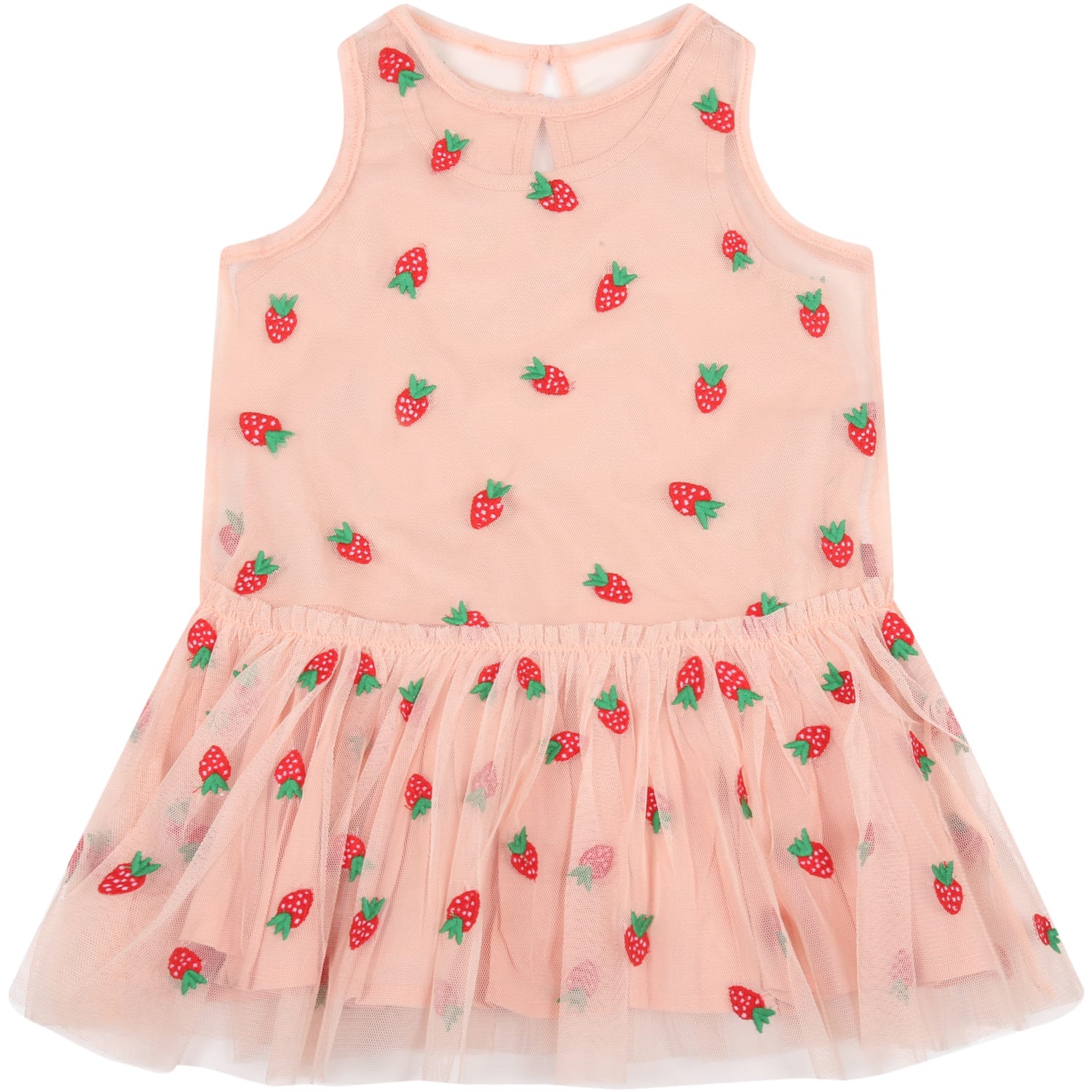 Stella McCartney Kids Pink Dress For Baby Girl With Strawberries