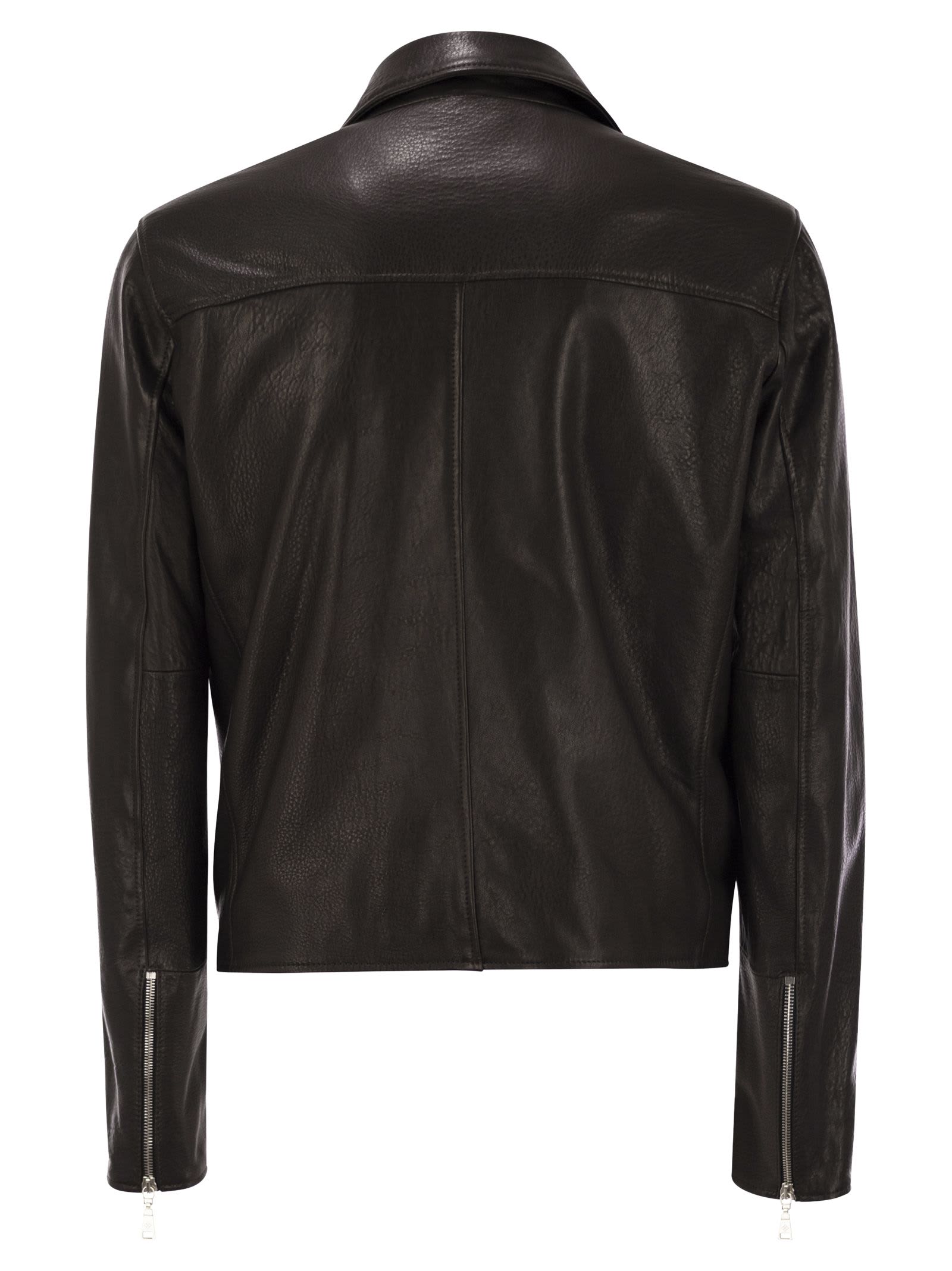 Tagliatore Men Lambskin Biker Jacket In Dark Brown