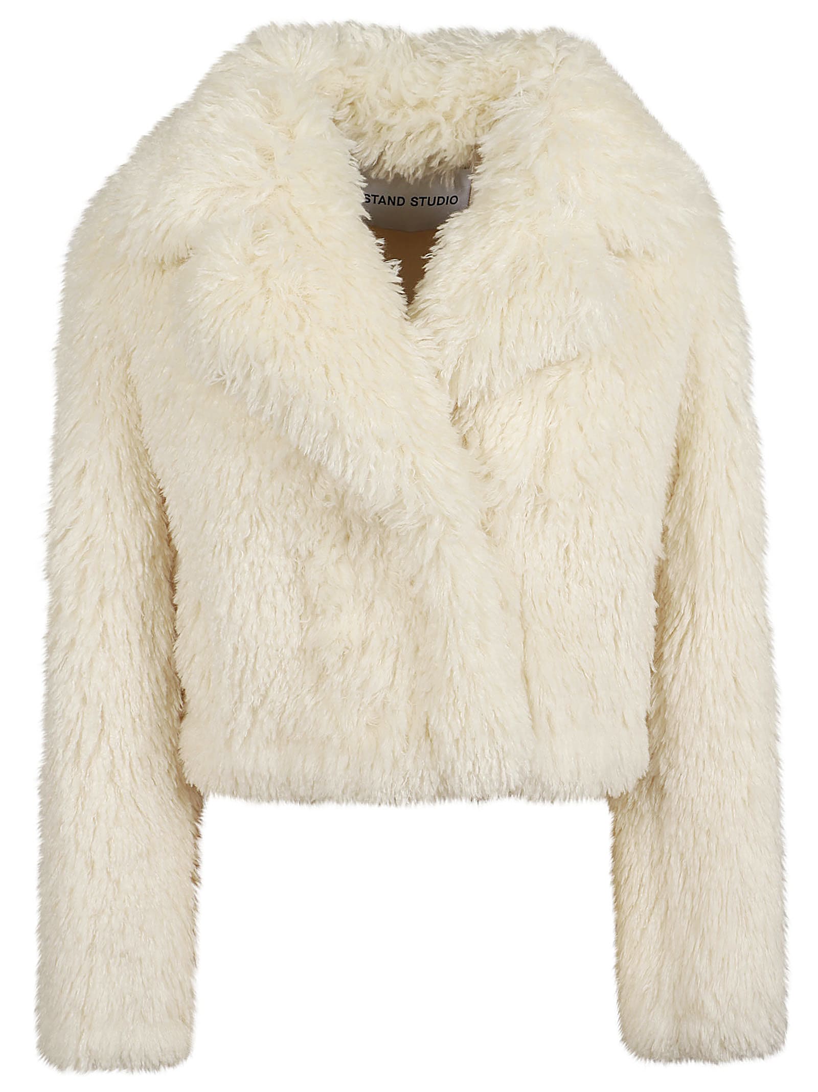 Shop Stand Studio Samara Jacket Faux Fur Long Curl 51 Cm In Off White