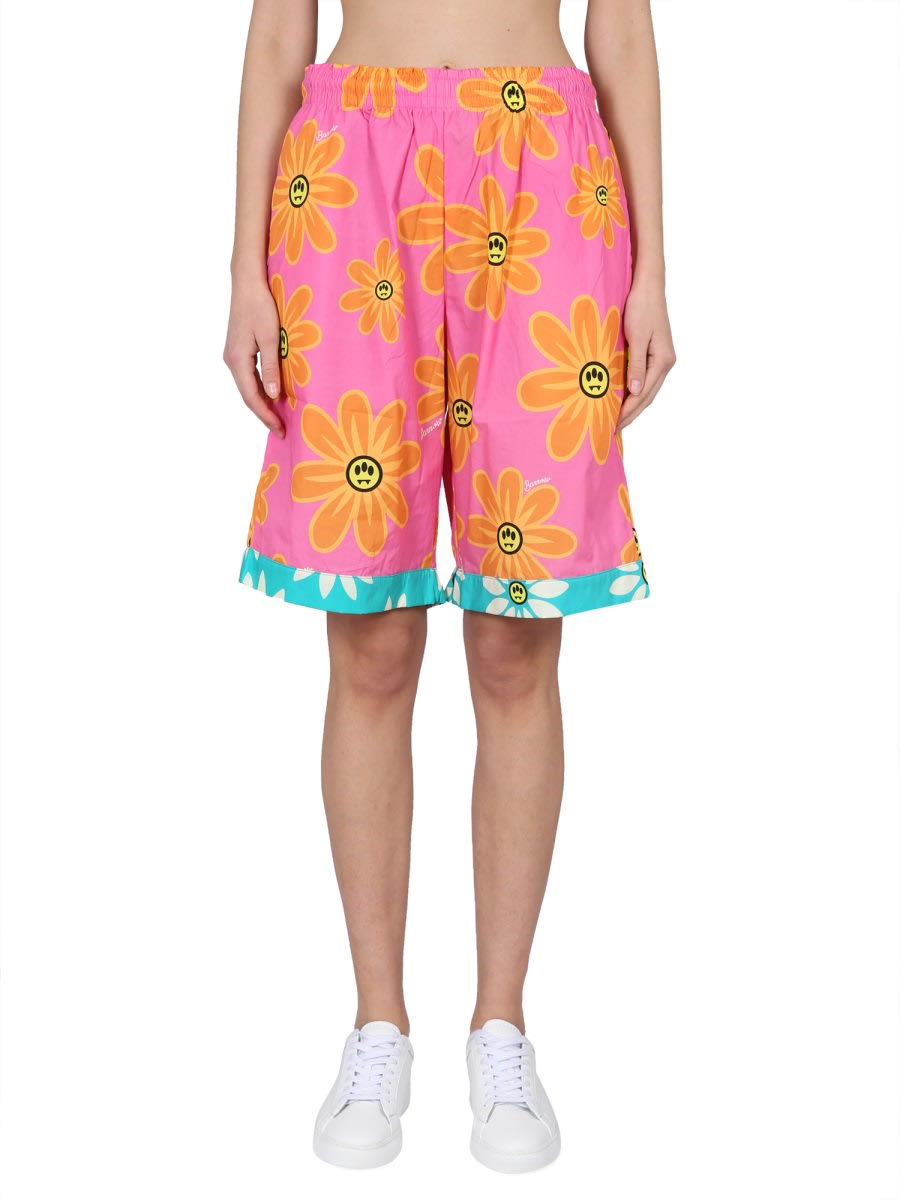 Sunflower Print Bermuda Shorts