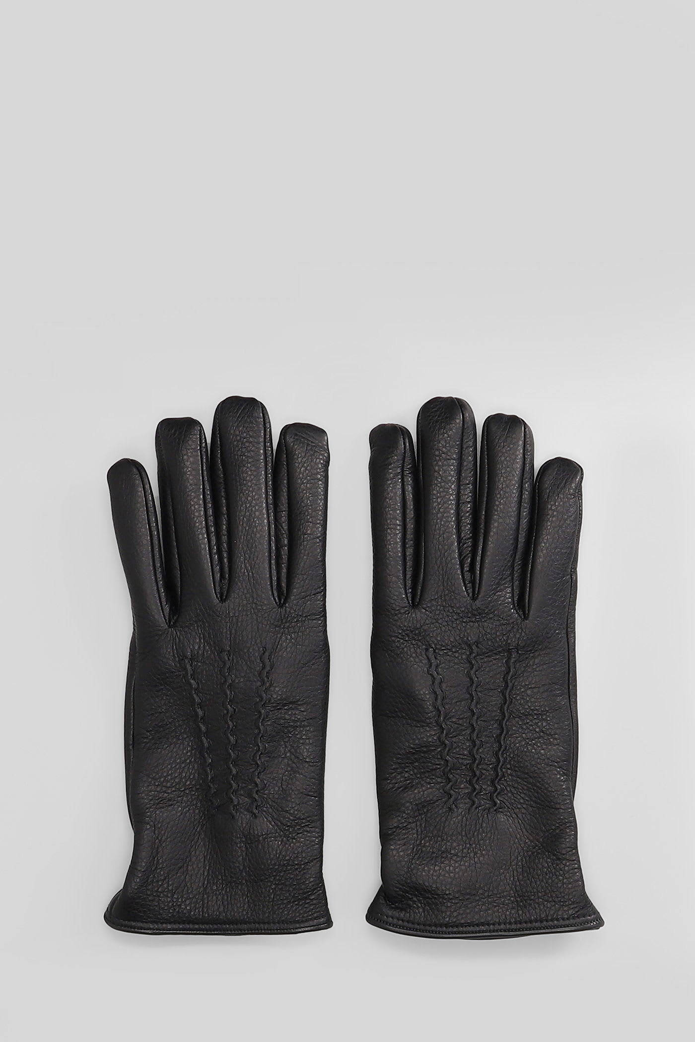 Lardini Deerskin Stitched Gloves In Black