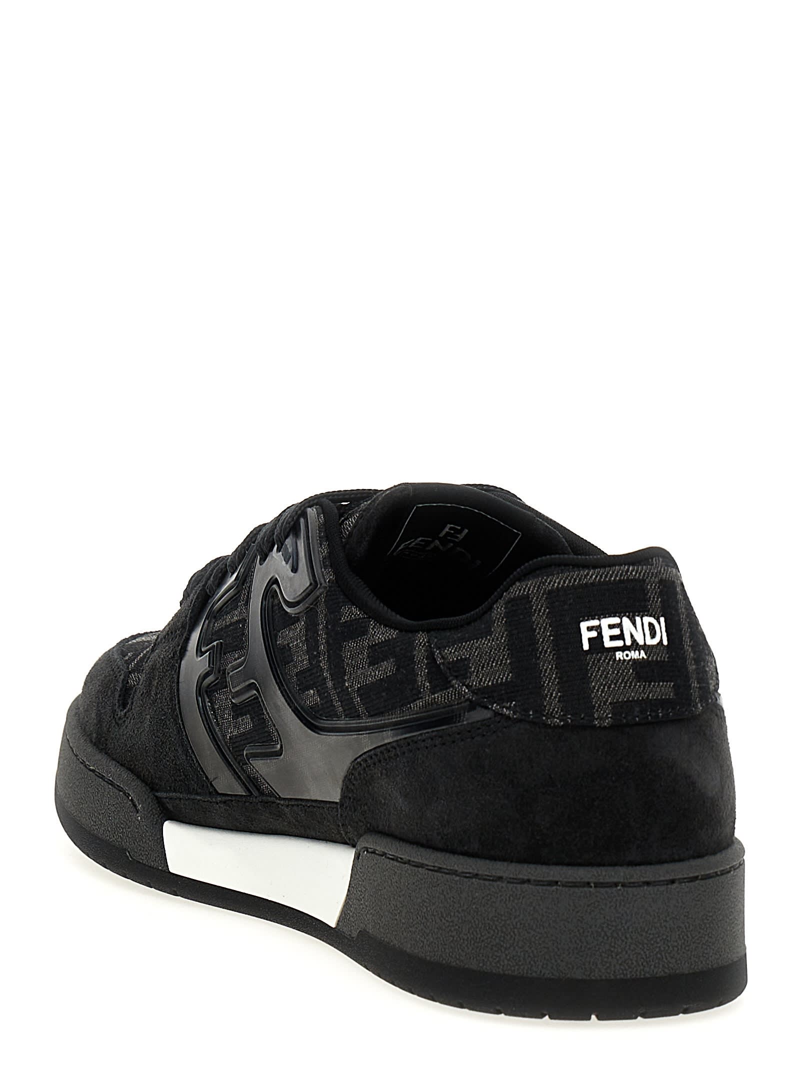 Fendi Low-top Round Toe Rubber Sole Sneakers In Gray