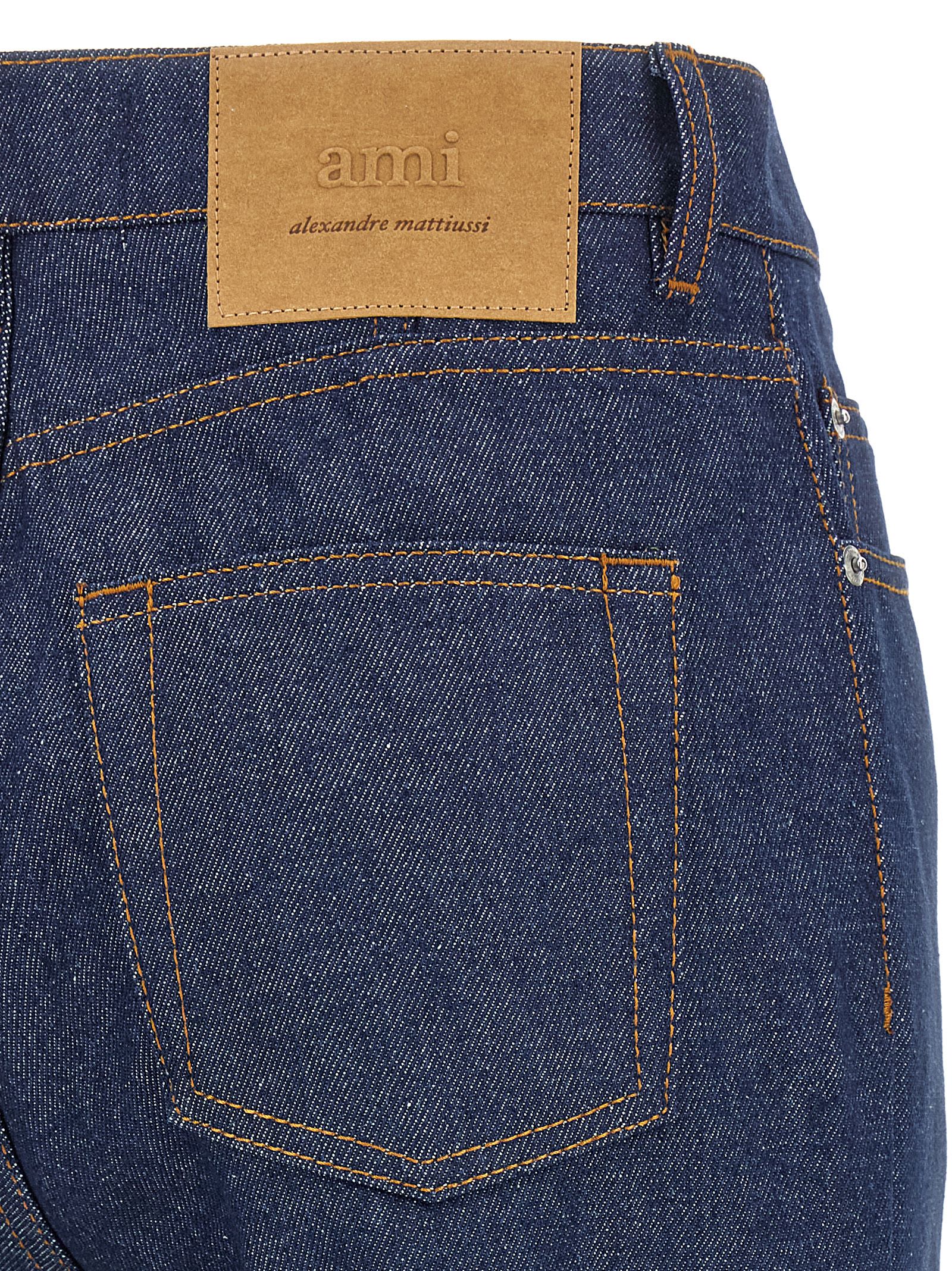 Ami Alexandre Mattiussi Wide Leg Denim Trousers Featuring Pockets In Blue