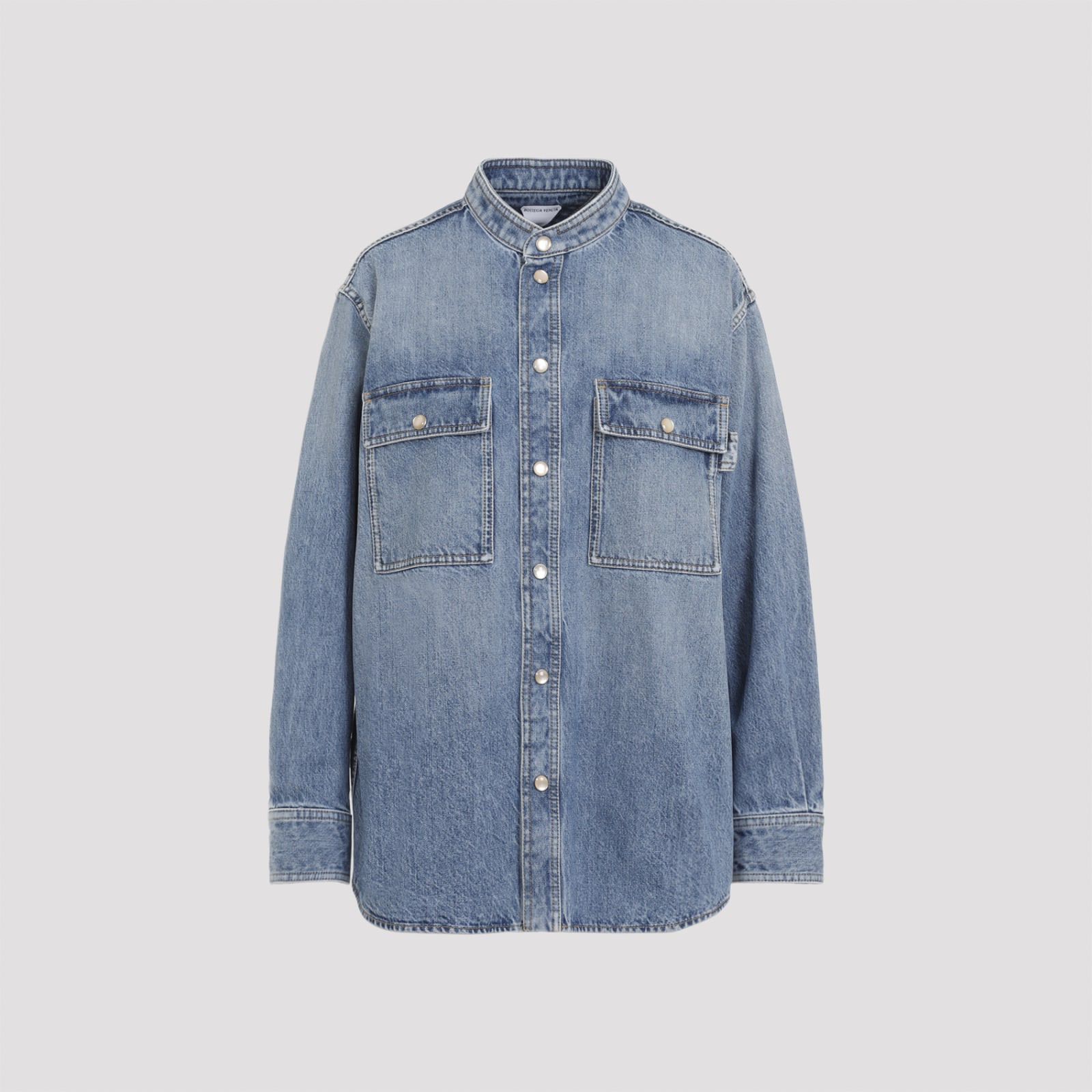 Shop Bottega Veneta Vintage Denim Shirt In Mid Blue