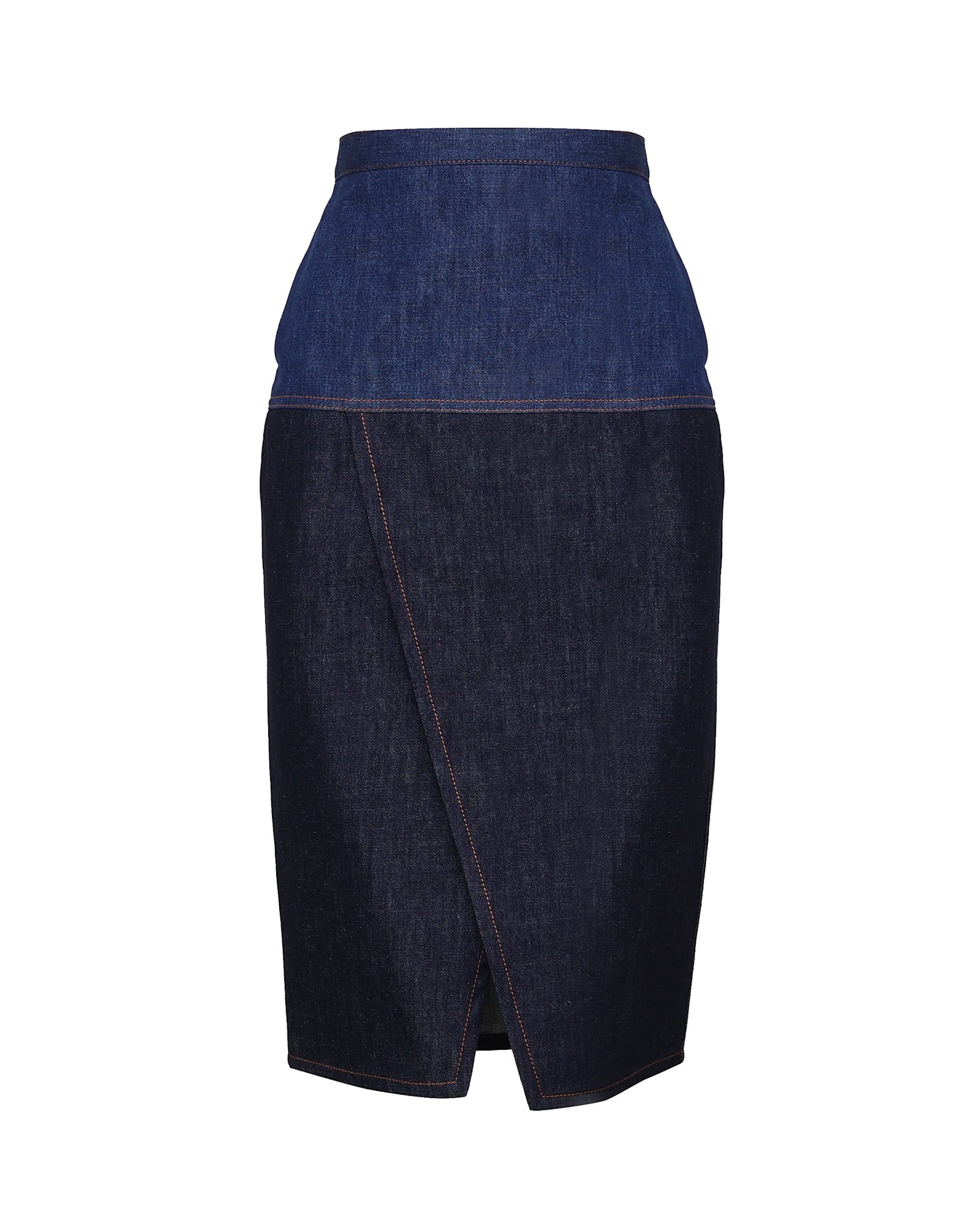 Shop Fendi High-waisted Denim Midi Skirt In Denim, Light Denim