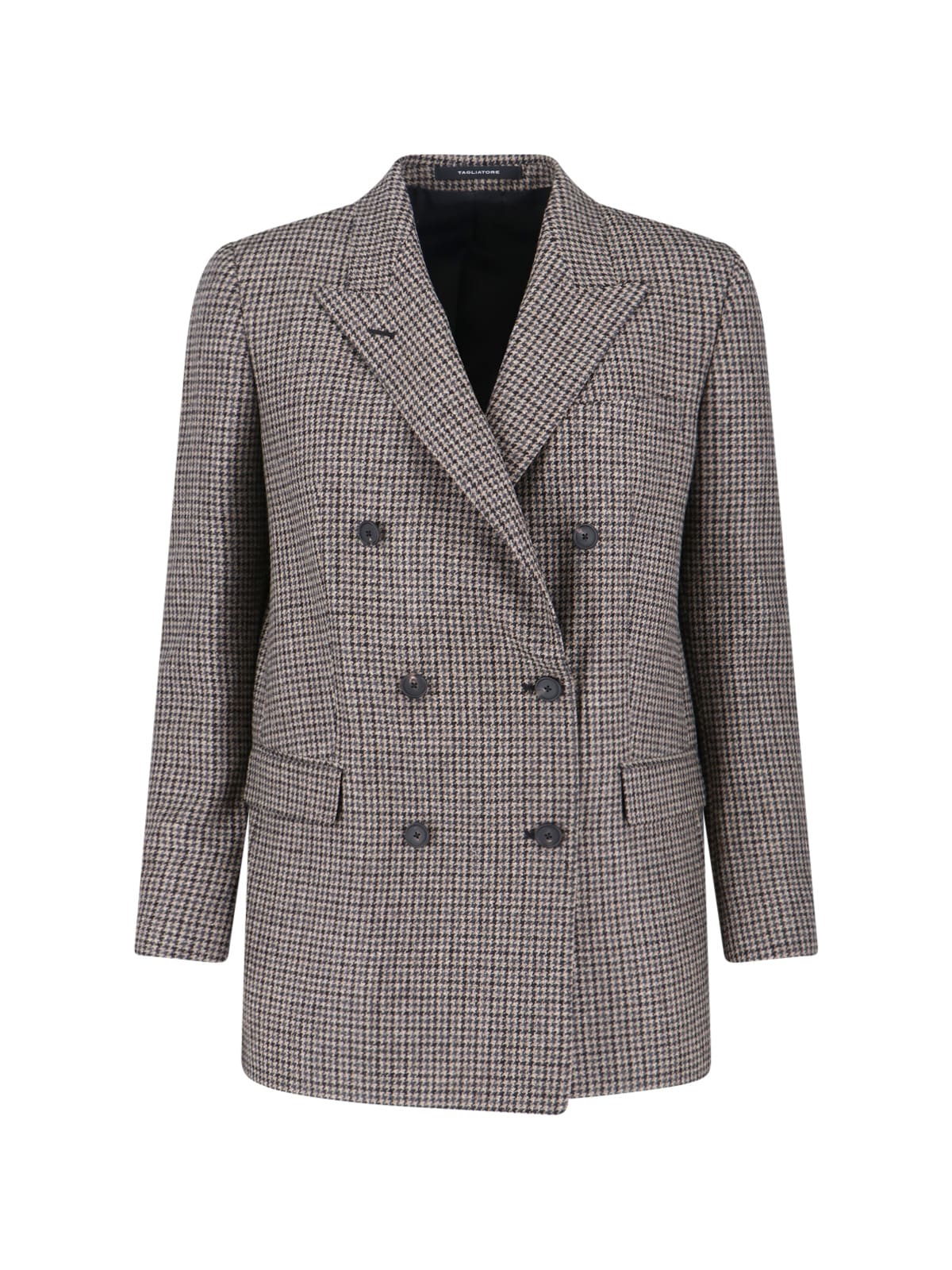 Tagliatore Double-breasted Houndstooth Jacket With Tailored Silhouette In Multi