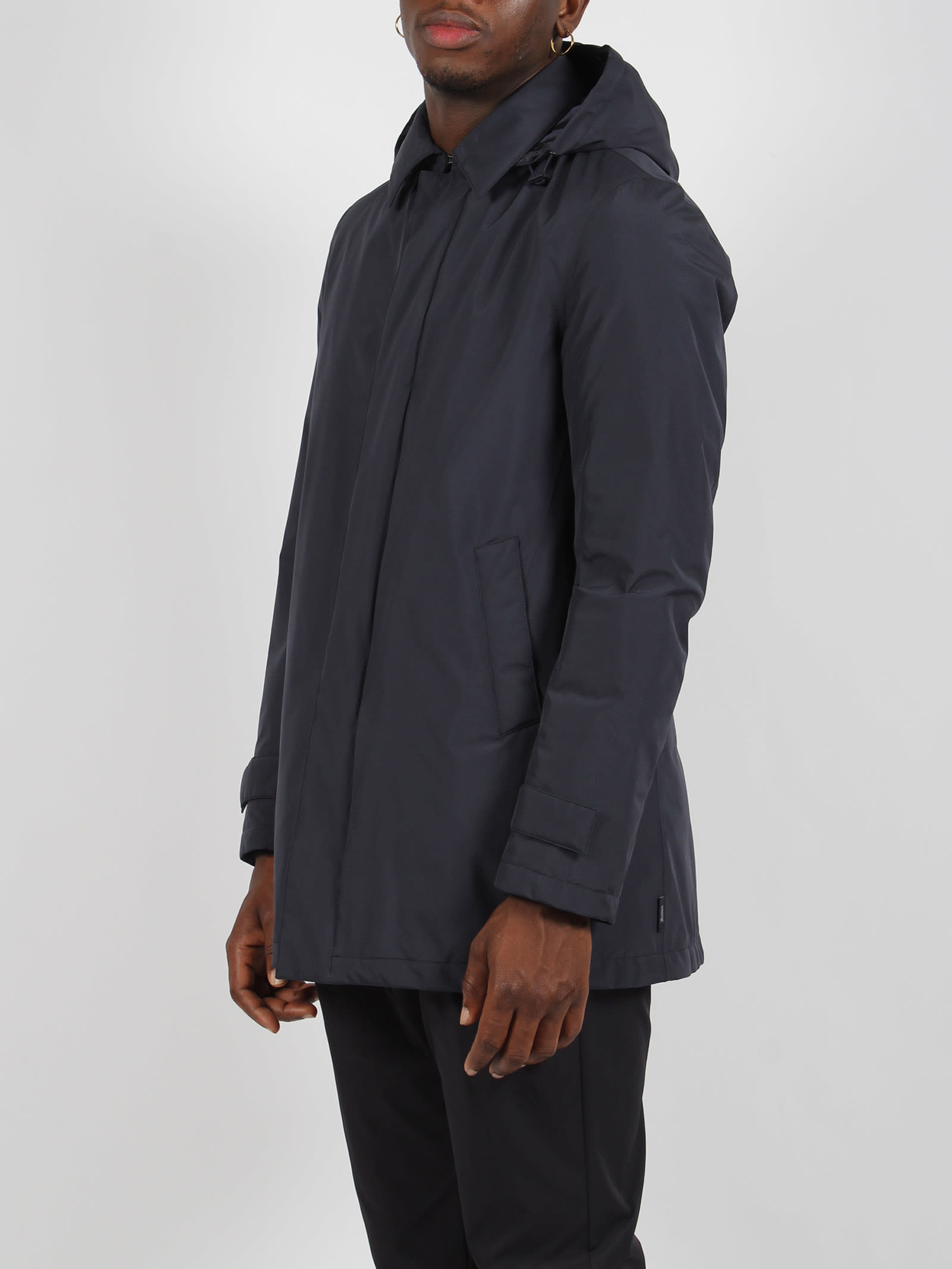 Shop Herno Nylon Coat In Dark Blue