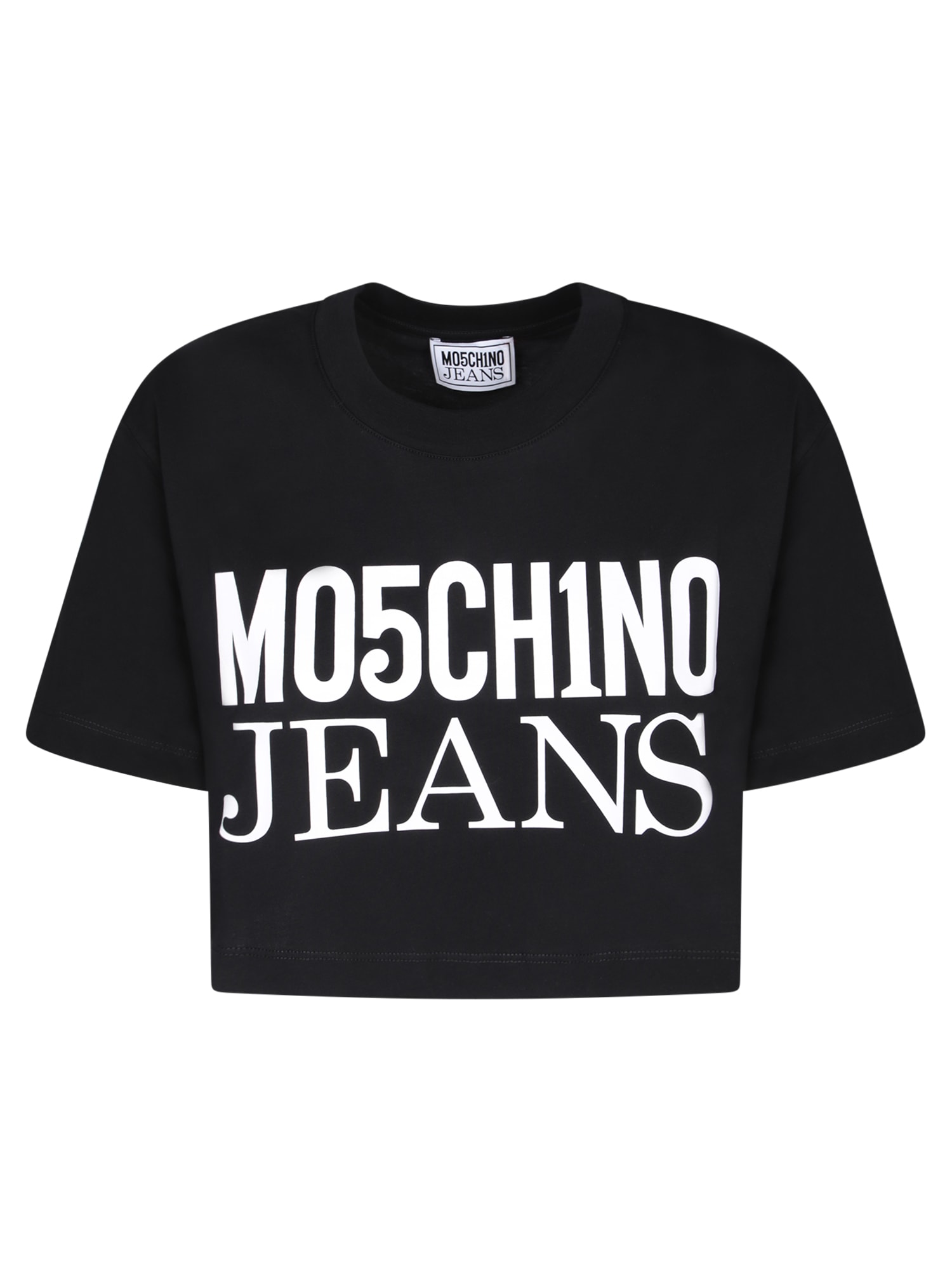 Moschino Cropped Logo Black T-shirt