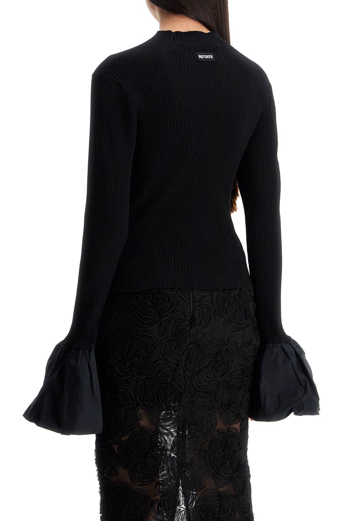 Shop Rotate Birger Christensen Ribbed Knit Top In Black (black)