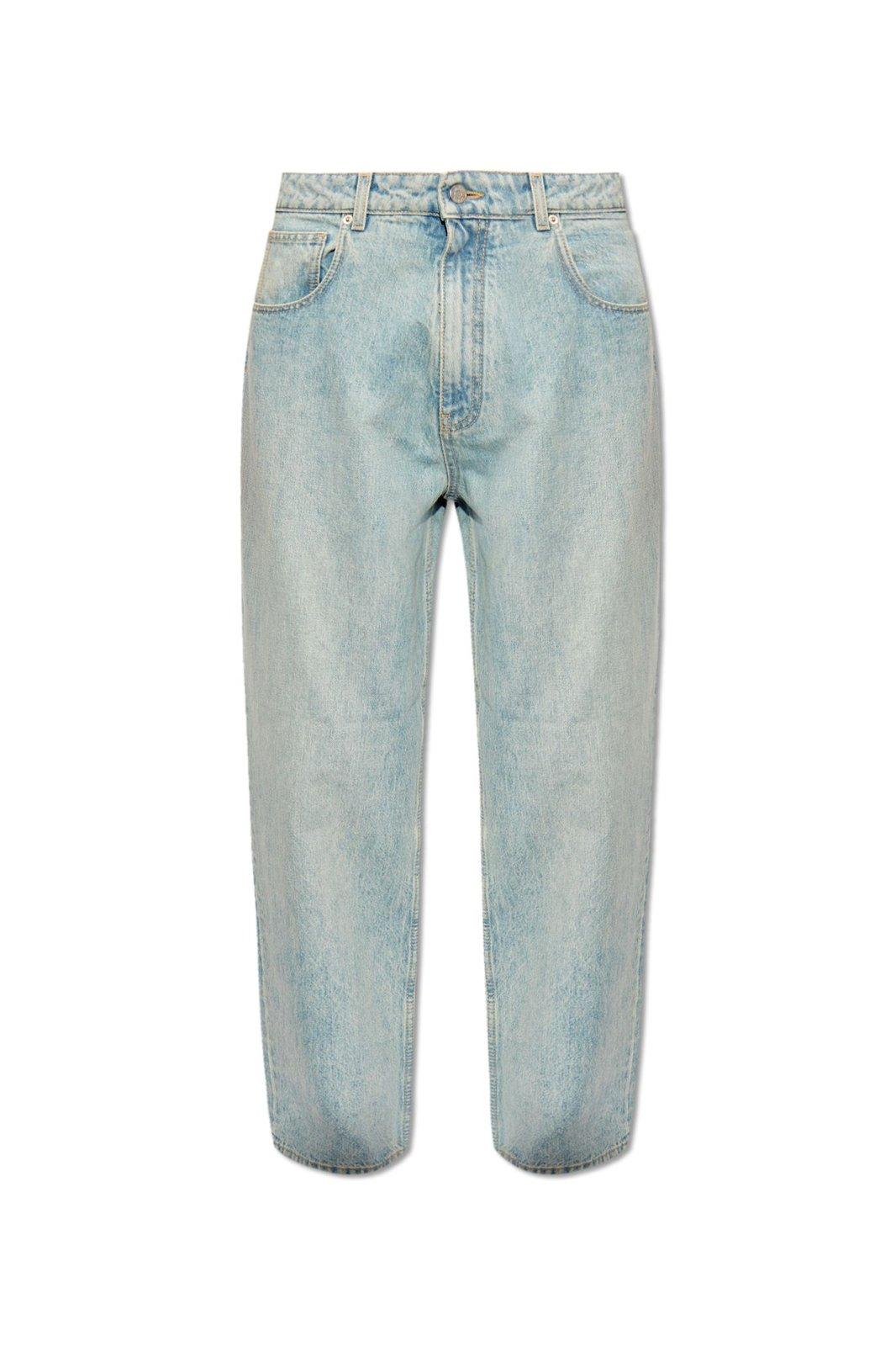 Shop Bally Logo Patch Washed Denim Jeans In Blue