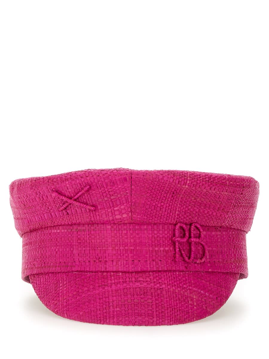 Ruslan Baginskiy Straw Baker-boy Cap In Fuchsia