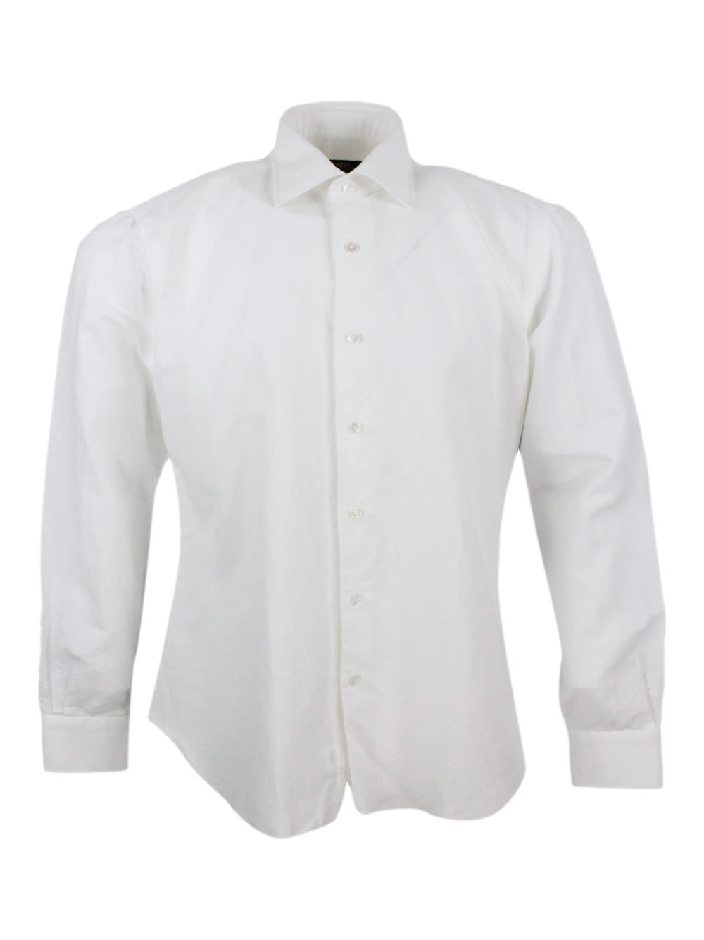 Barba Napoli Cult Shirt In Fine Cotton And Linen With Italian Collar And Hand-sewn With Mother-of-pearl Buttons In White