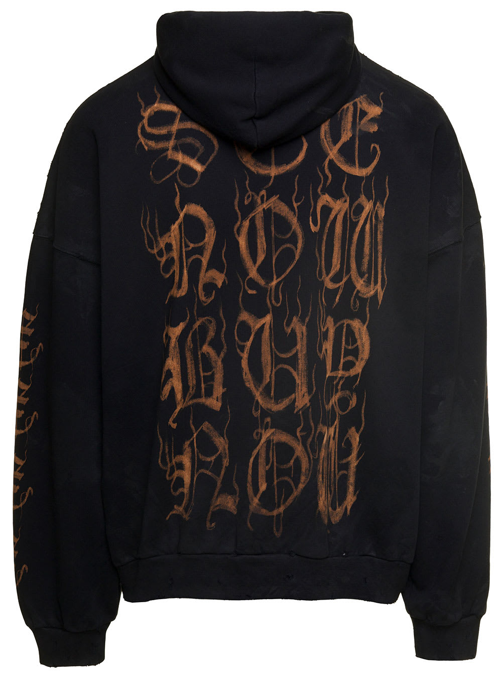 Shop Balenciaga Black Hooded Sweatshirt And Heavy Metal Motif Logo In Cotton Man
