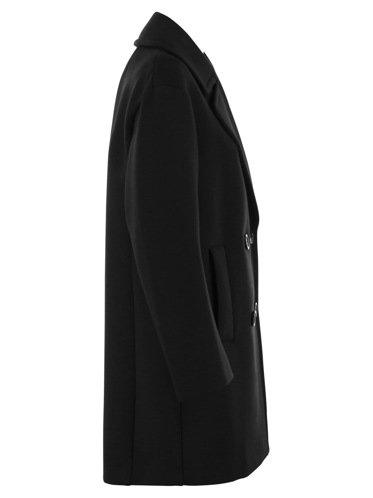 Shop Max Mara Double-breasted Straight Hem Peacoat In Black