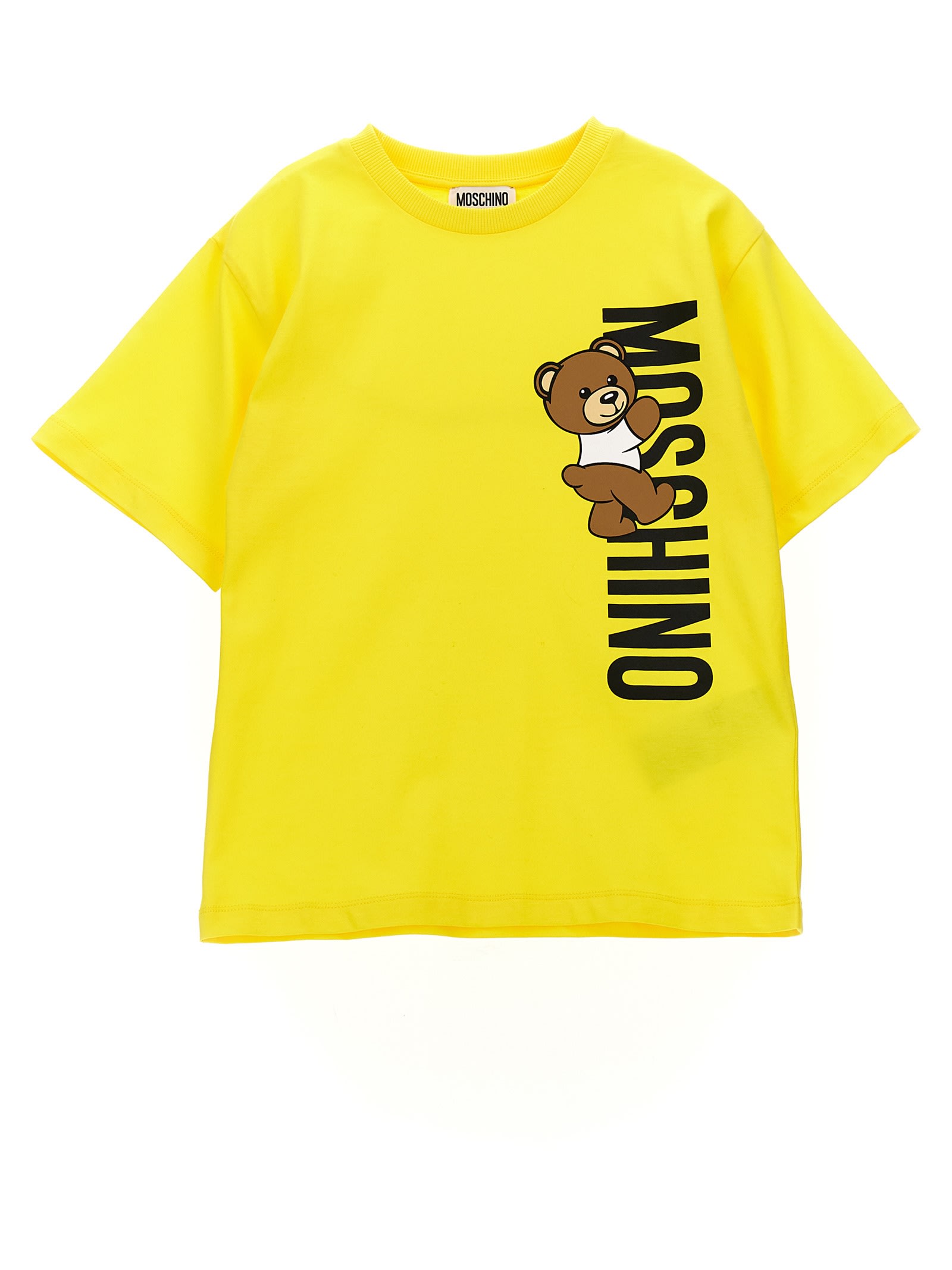 Moschino Kids' Logo Print T-shirt In Yellow