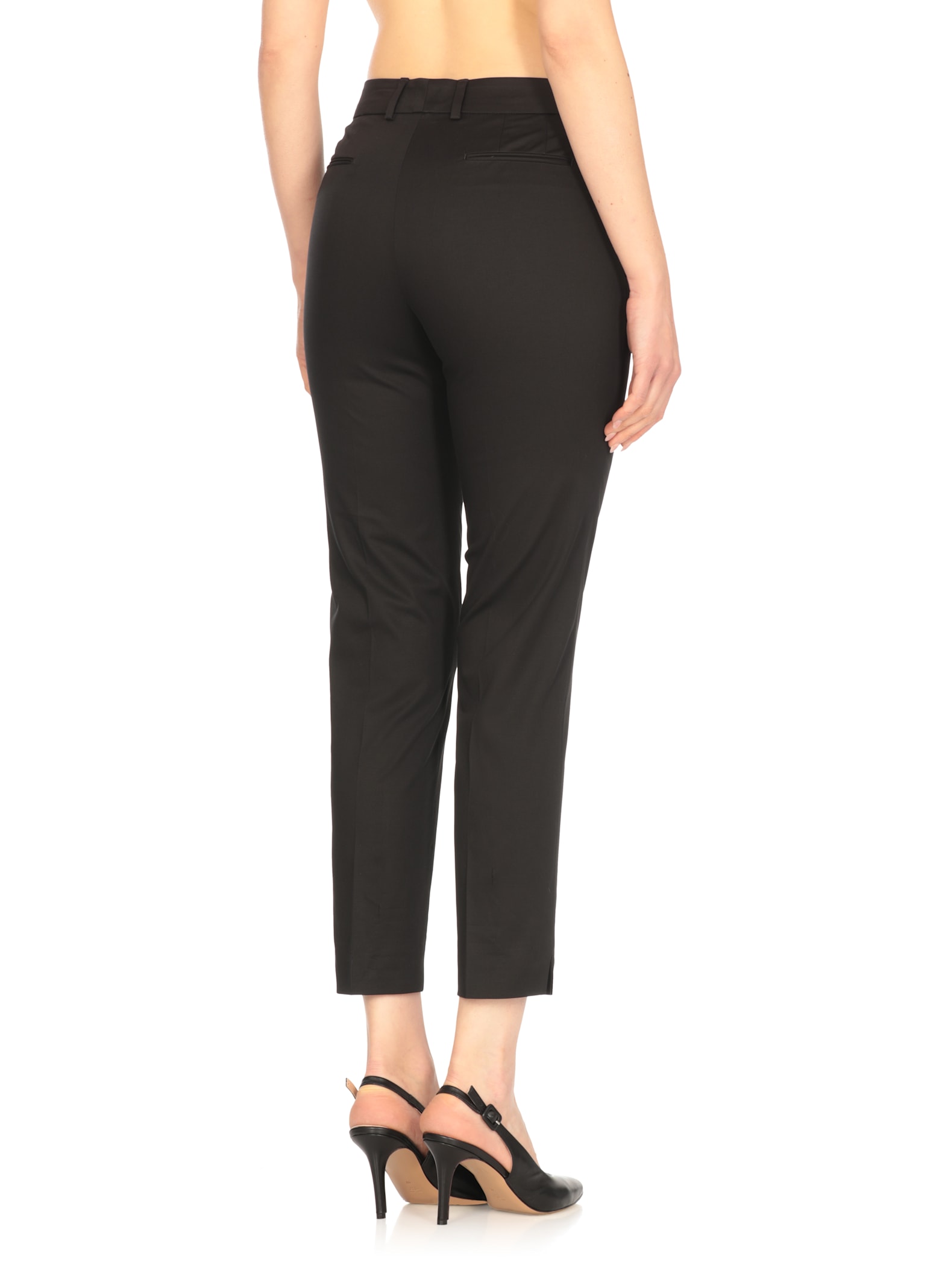 Pt Torino Tailored Black Cotton Pants With Front Fastening And Pocket Detail