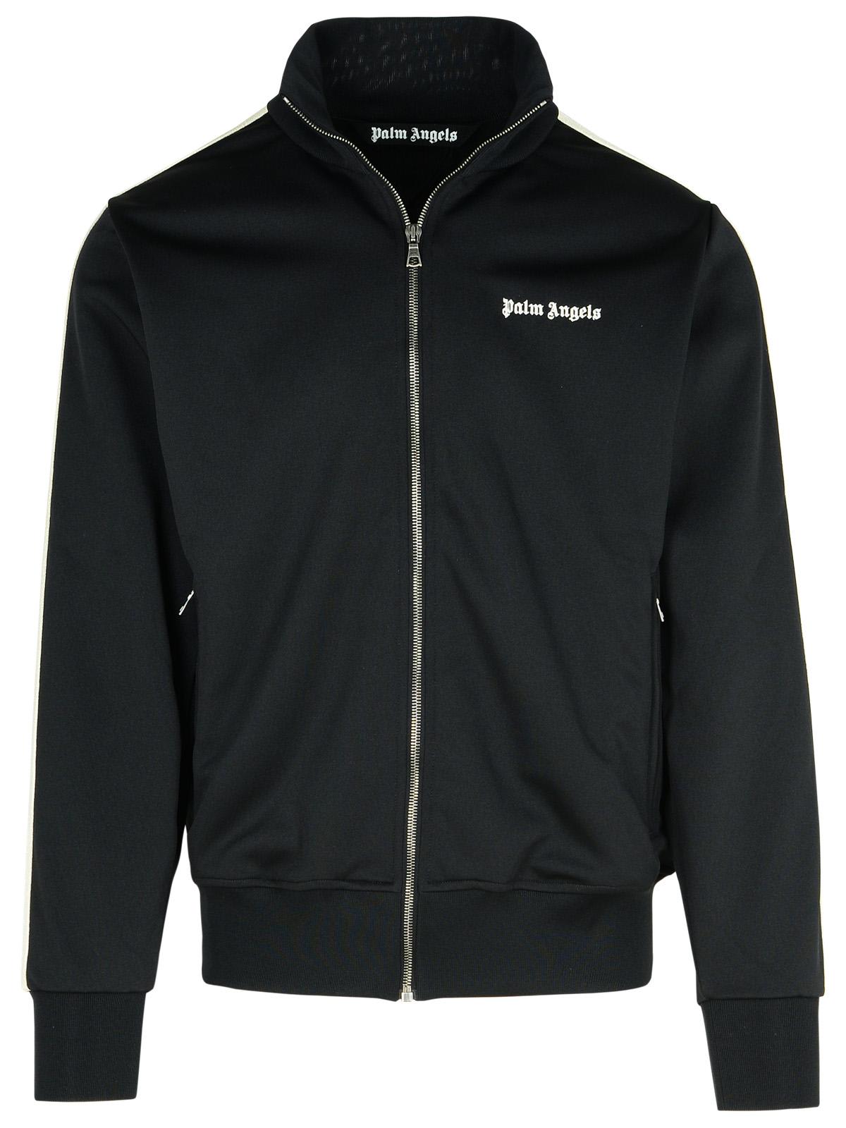 Shop Palm Angels Track Logo Zip Sweatshirt In Black