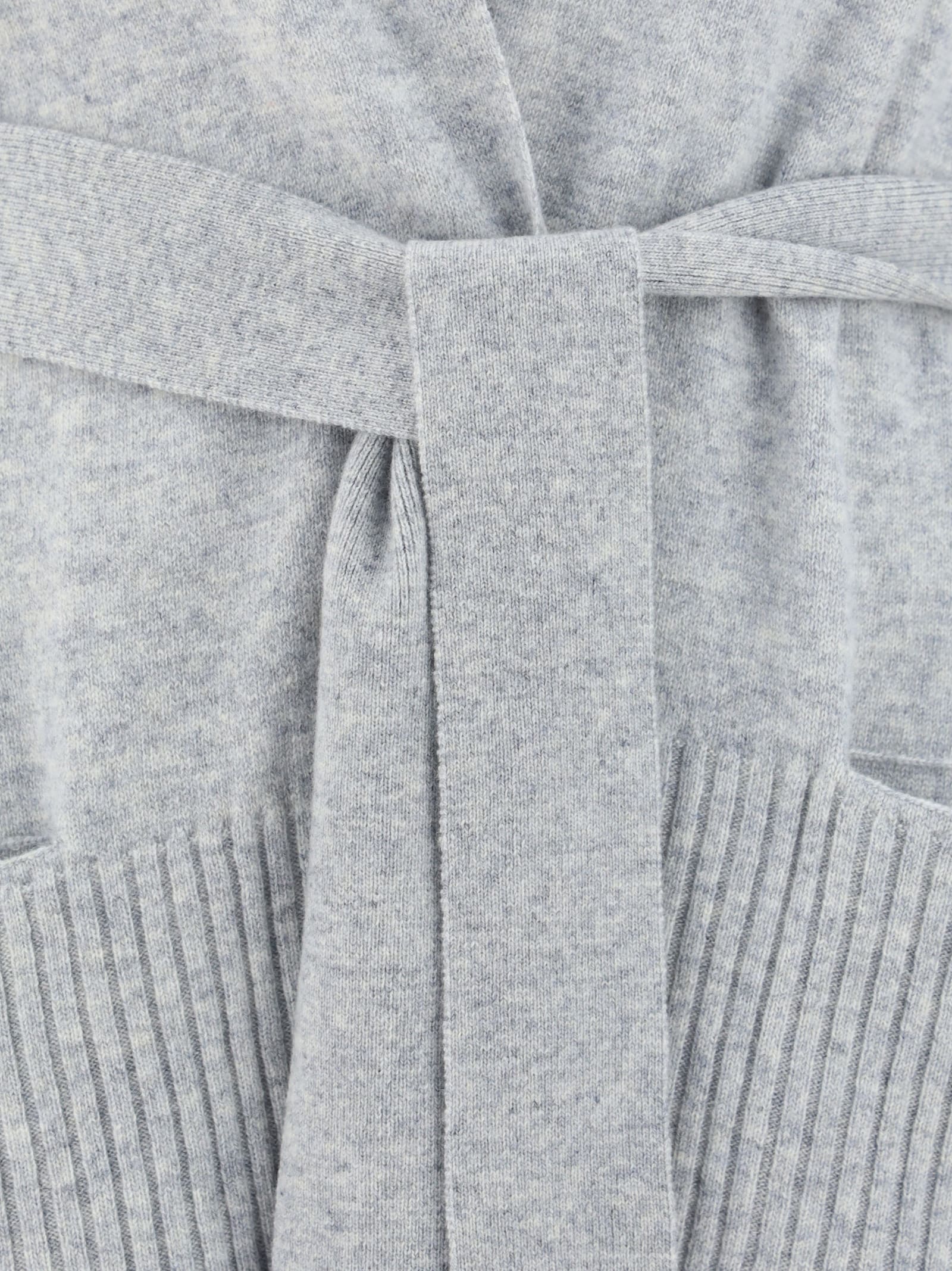 Shop Wild Cashmere Cardigan Collo Sciallato In Light Grey