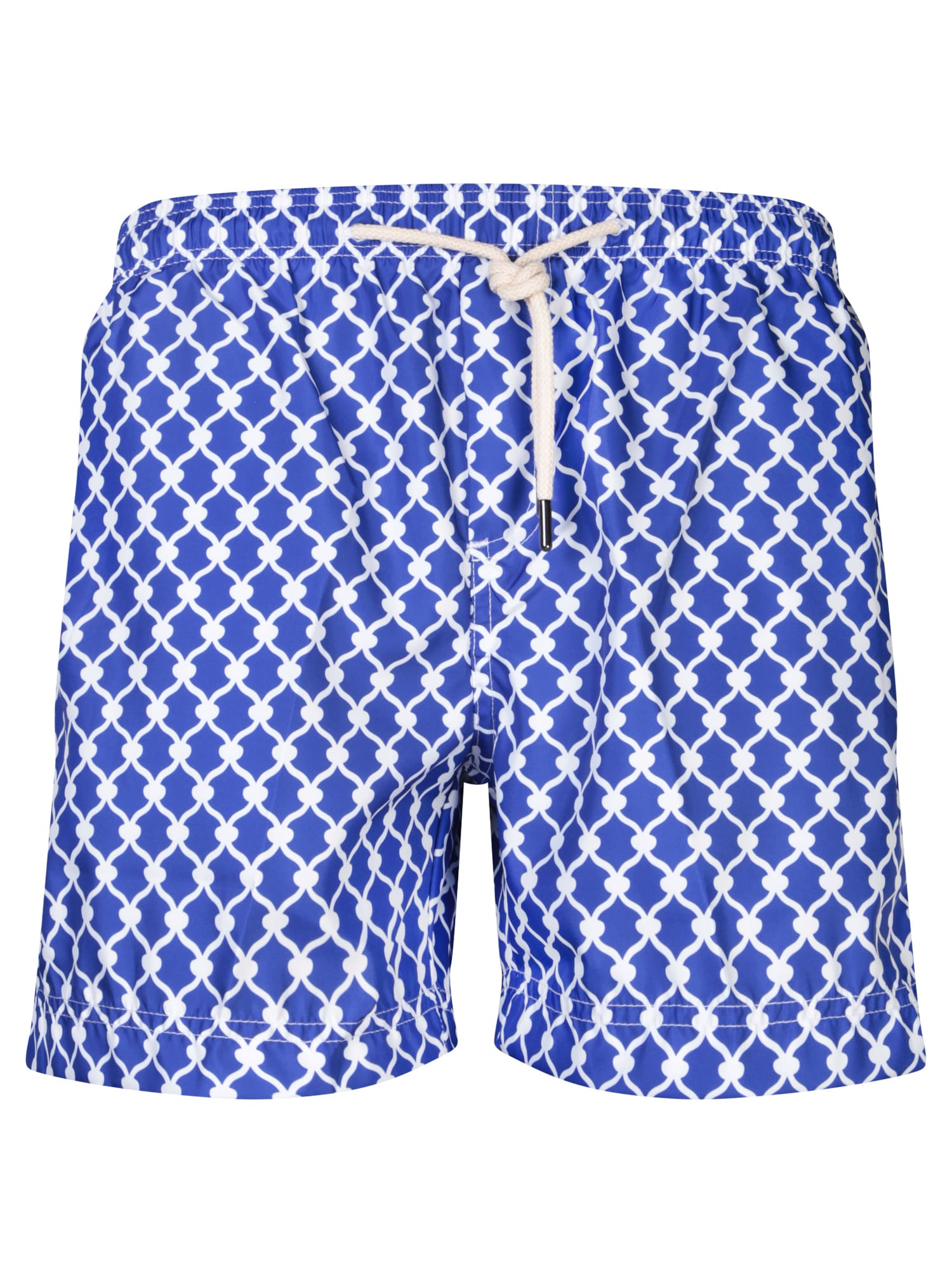 Patterned Blue/white Boxer Swim Shorts