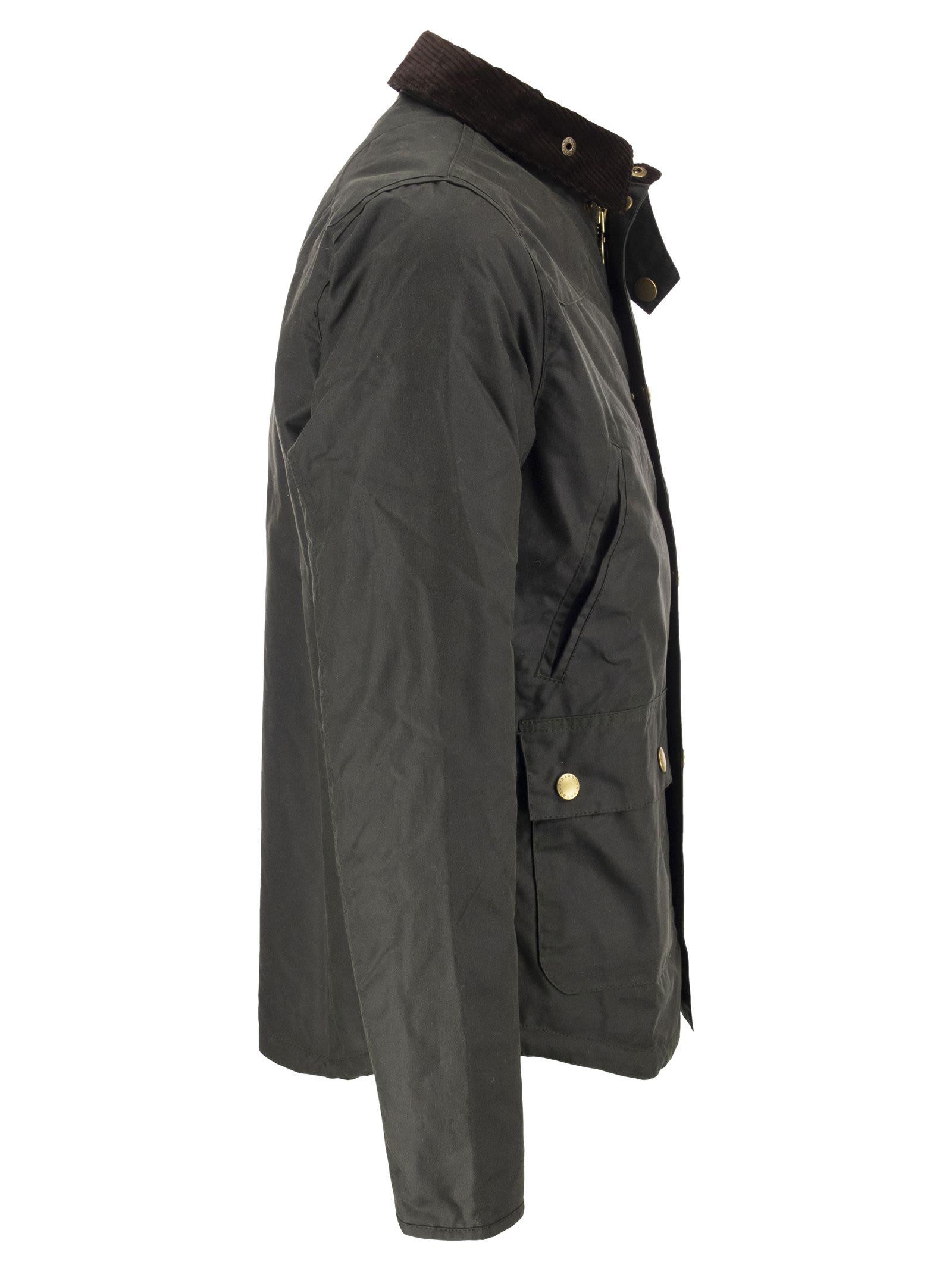 Barbour Reelin Waxed Cotton Jacket In Green