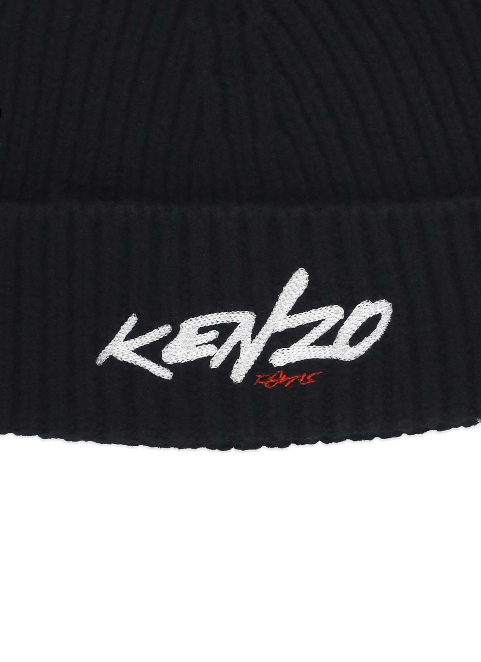 Kenzo Ribbed Signature Beanie In Black