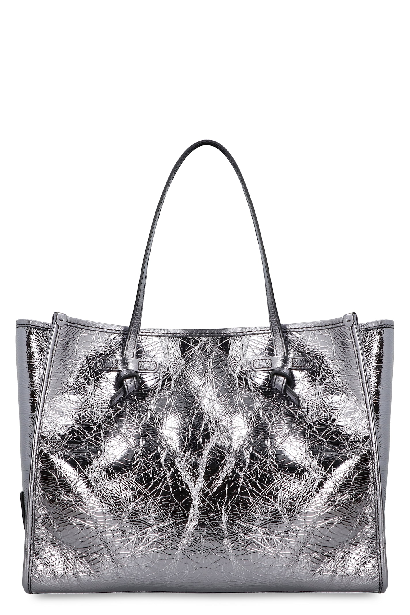 Shop Gianni Chiarini Marcella Smooth Leather Tote Bag In Silver