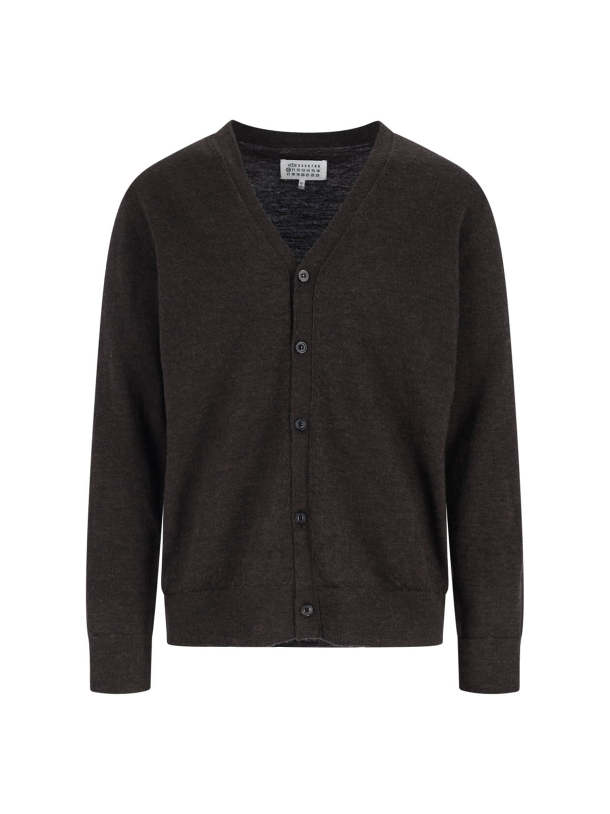 Maison Margiela Suede Patch Cardigan Sweaters And Cardigans Brown In Black