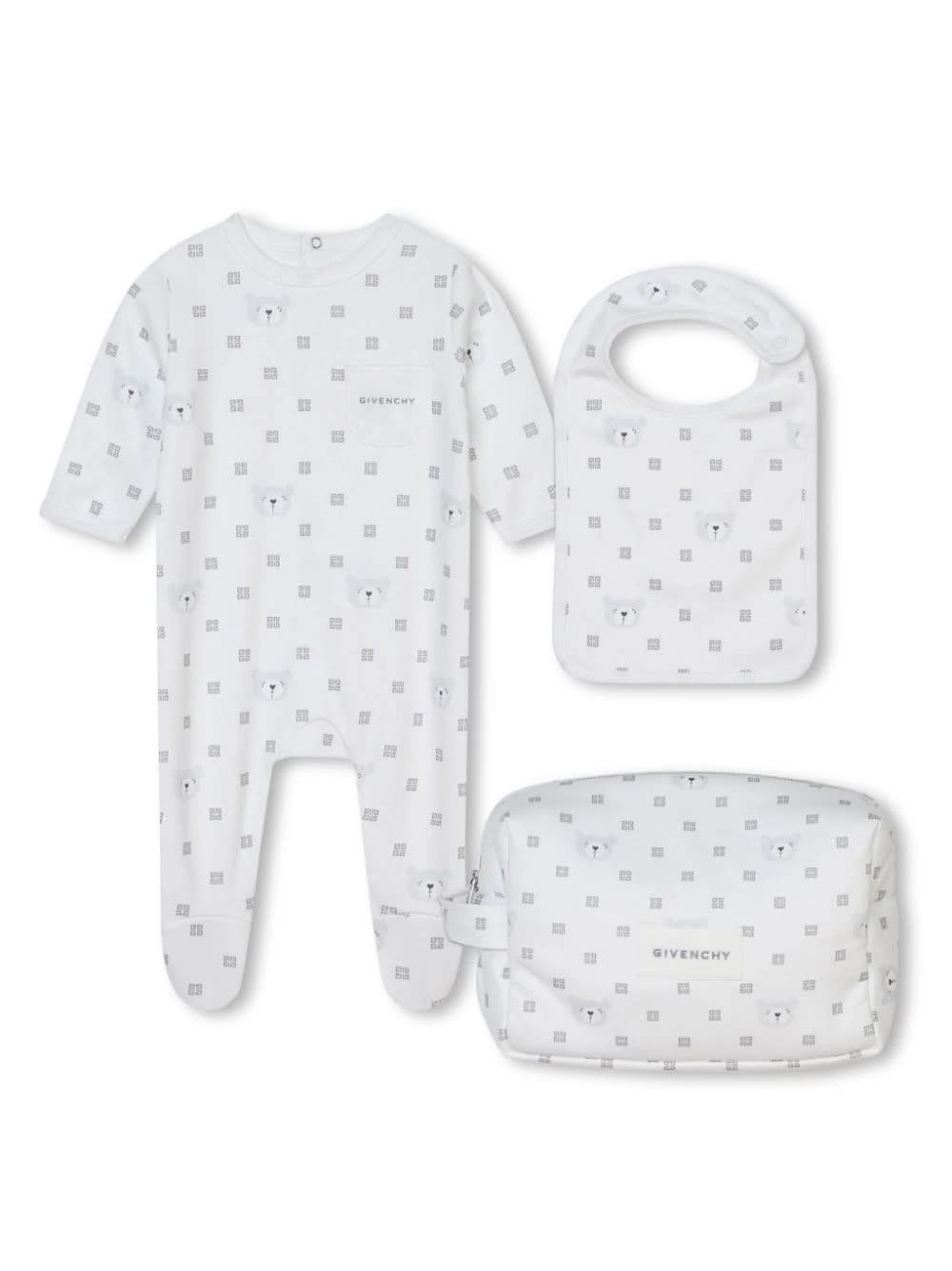 Shop Givenchy Gift Set With Pyjamas, Bib And Trousse In 4g Cotton In White