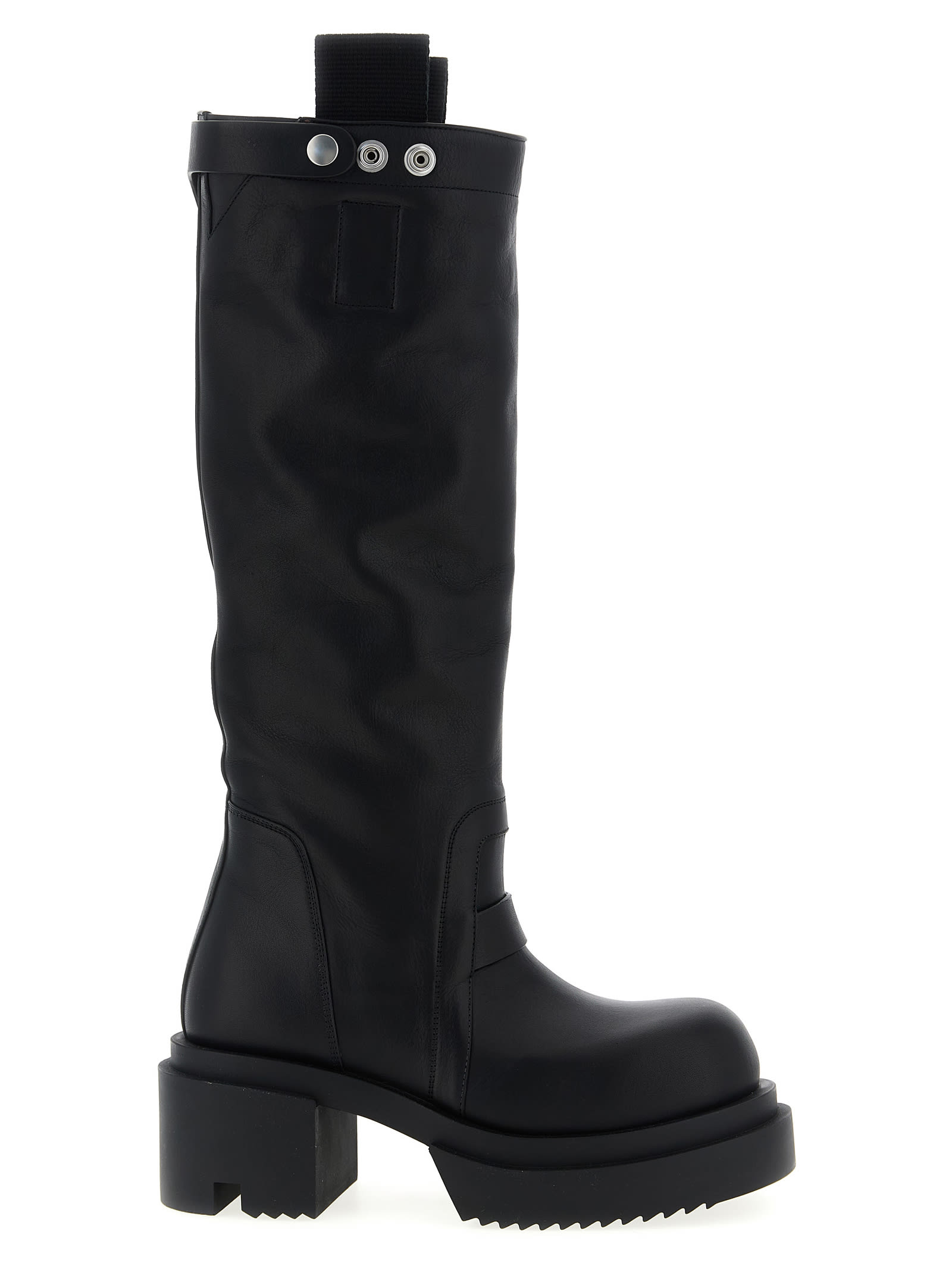 Rick Owens Womens Black Mega Tractor Pull-on Leather Boots Eur 38/5 Uk In Black