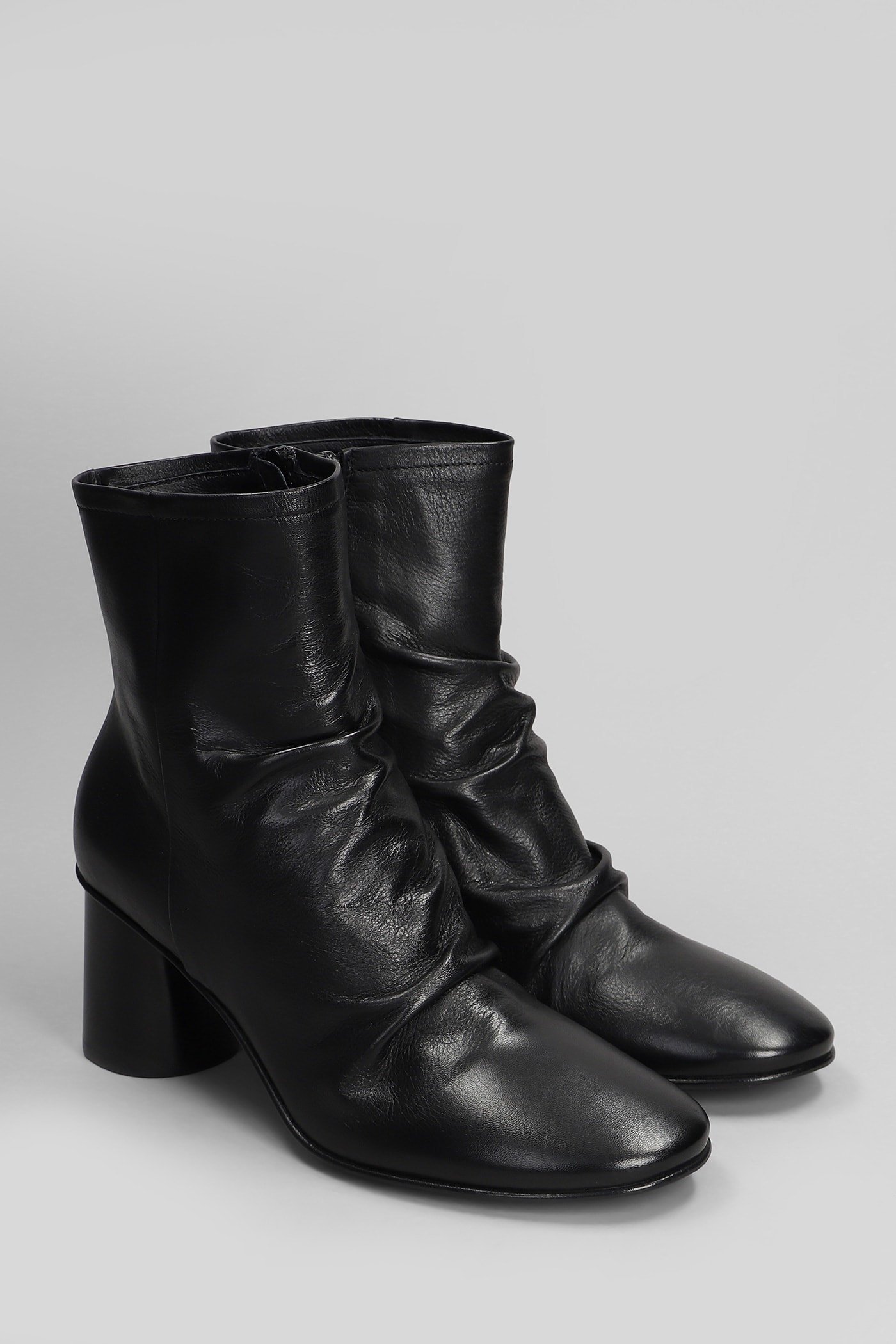 Elena Iachi High Heels Ankle Boots In Black Leather In Black
