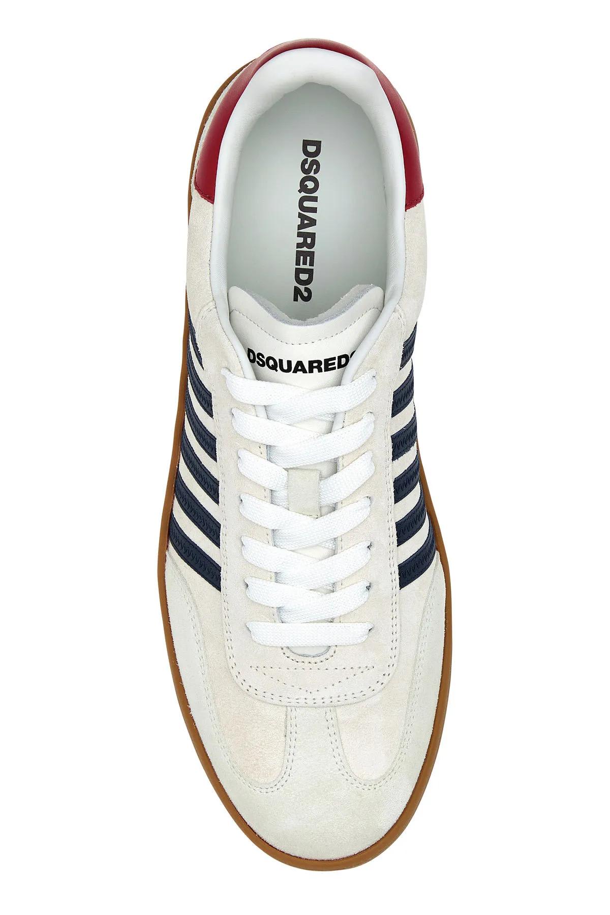 Shop Dsquared2 Chalk Suede Boxer Sneakers In White