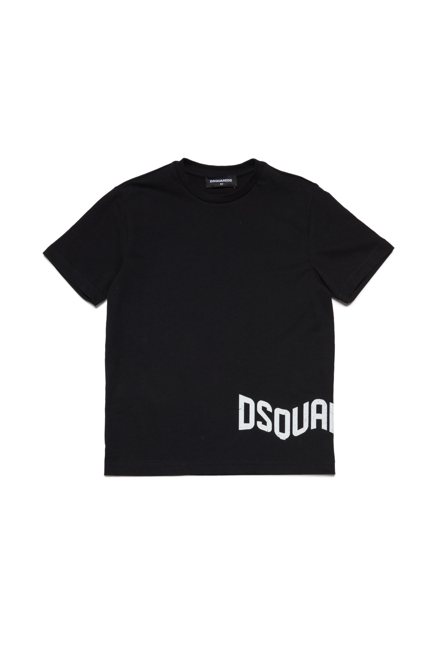 Dsquared2 Kids' D2t1018u Relax T-shirt Dsquared Wave-effect Branded T-shirt In Nero