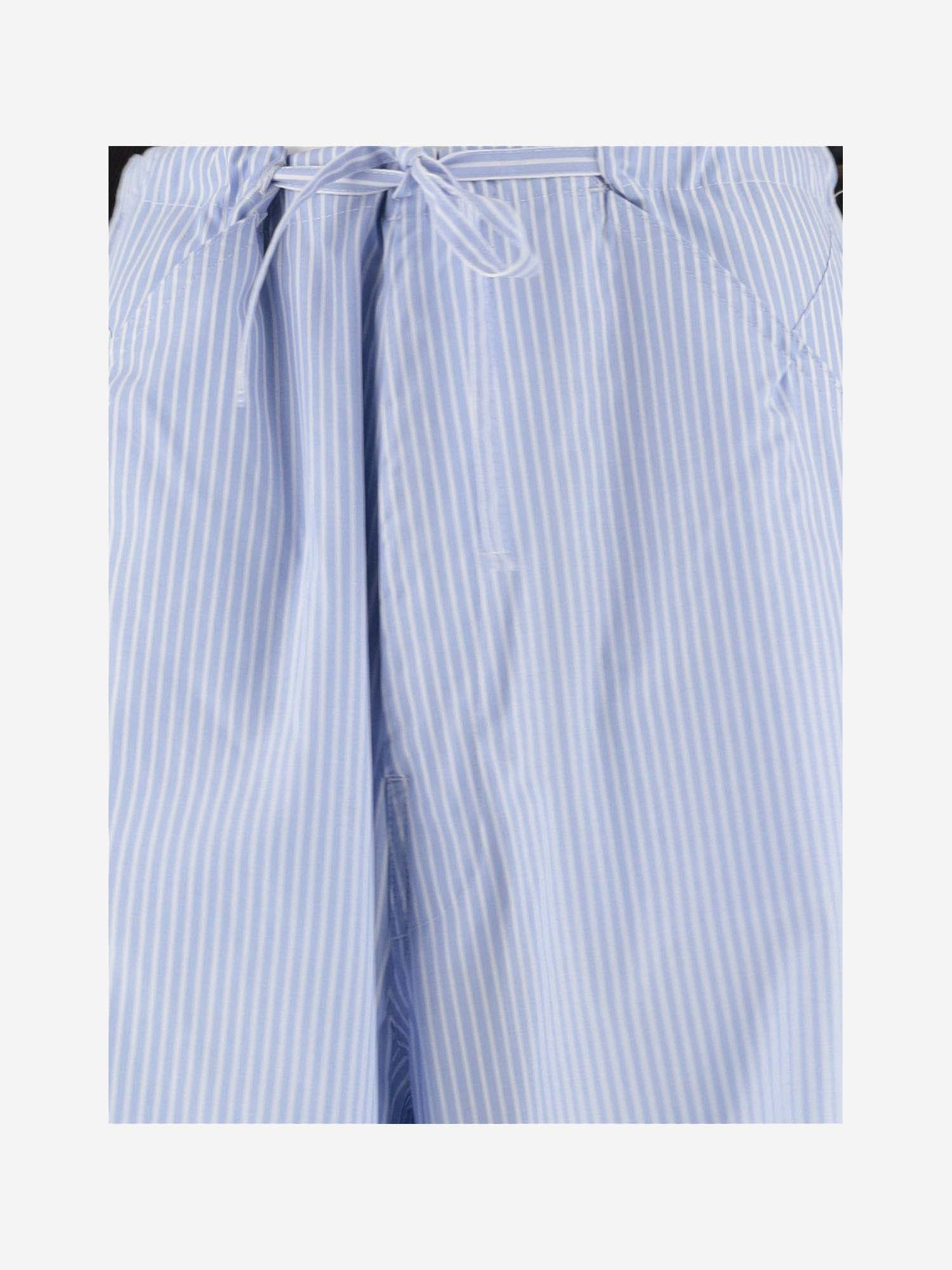 Shop Darkpark Striped Cotton Pants In Light Blue/white