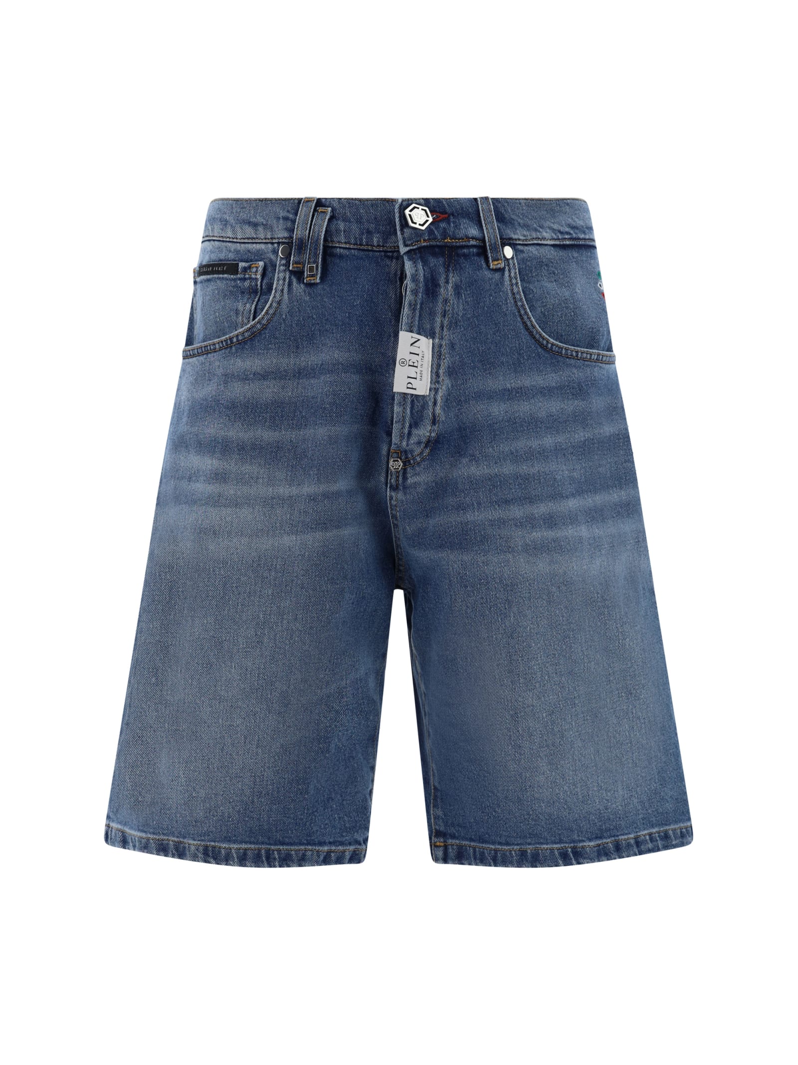 Shop Philipp Plein Denim Shorts In Blu