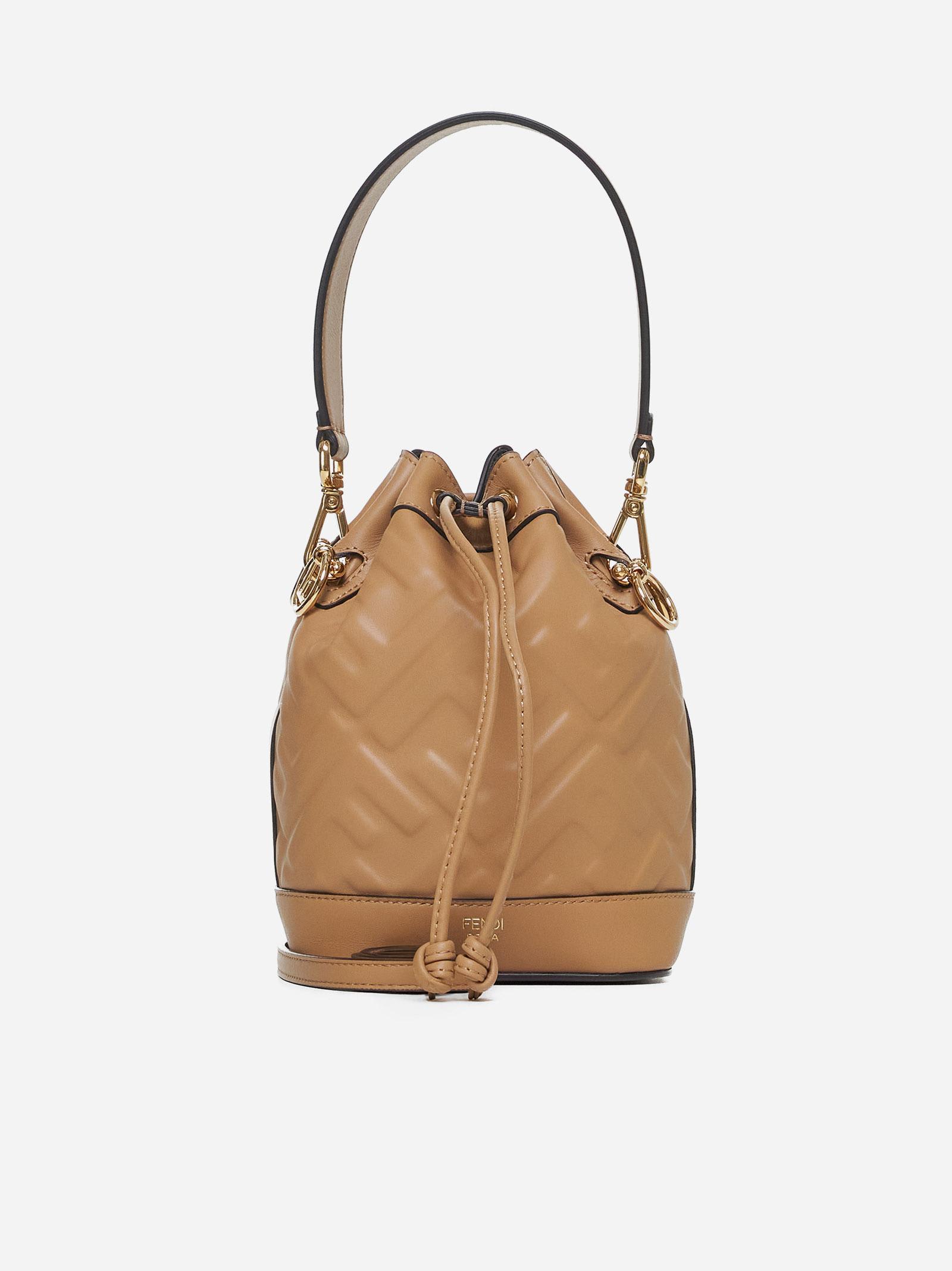 Shop Fendi Mon Tresor Ff Leather Mini Bag In Beige