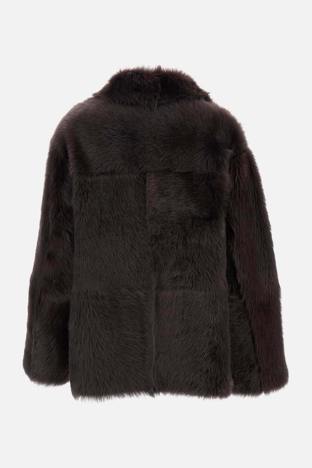 Desa 1972 Reversible Shearling Boxy Jacket In Brown