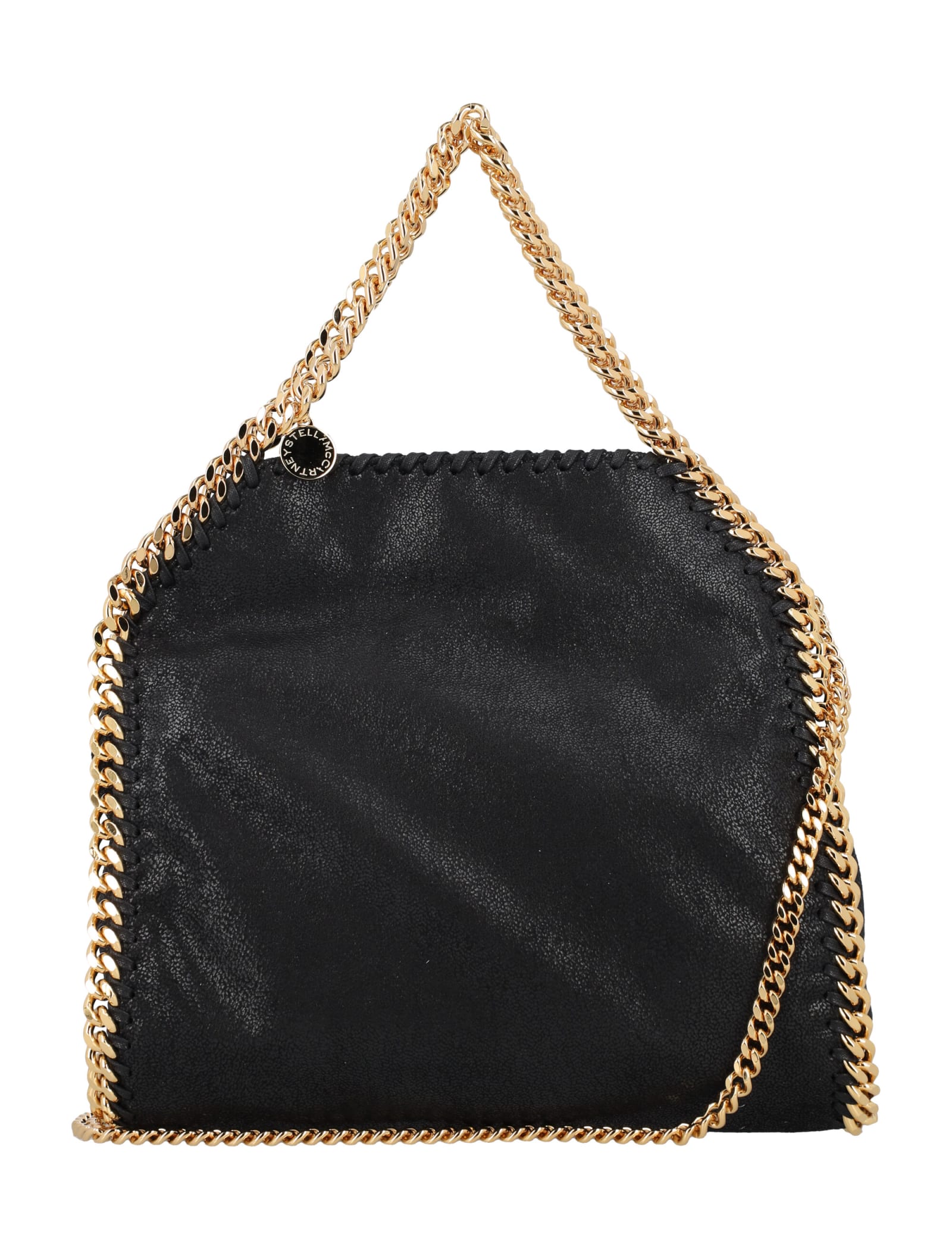 Shop Stella Mccartney Falabella Mini Tote Bag With Gold-chain In Black