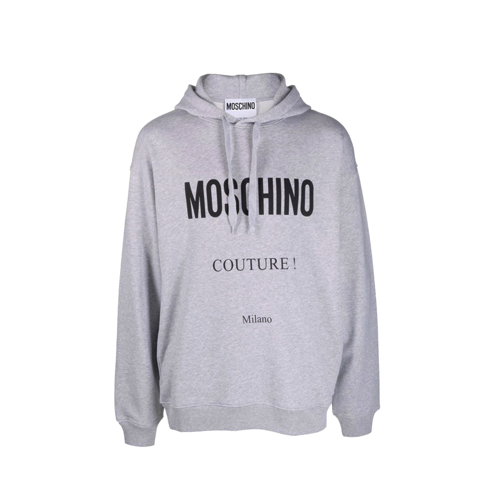 Shop Moschino Couture Logo Hooded Sweatshirt In Gray