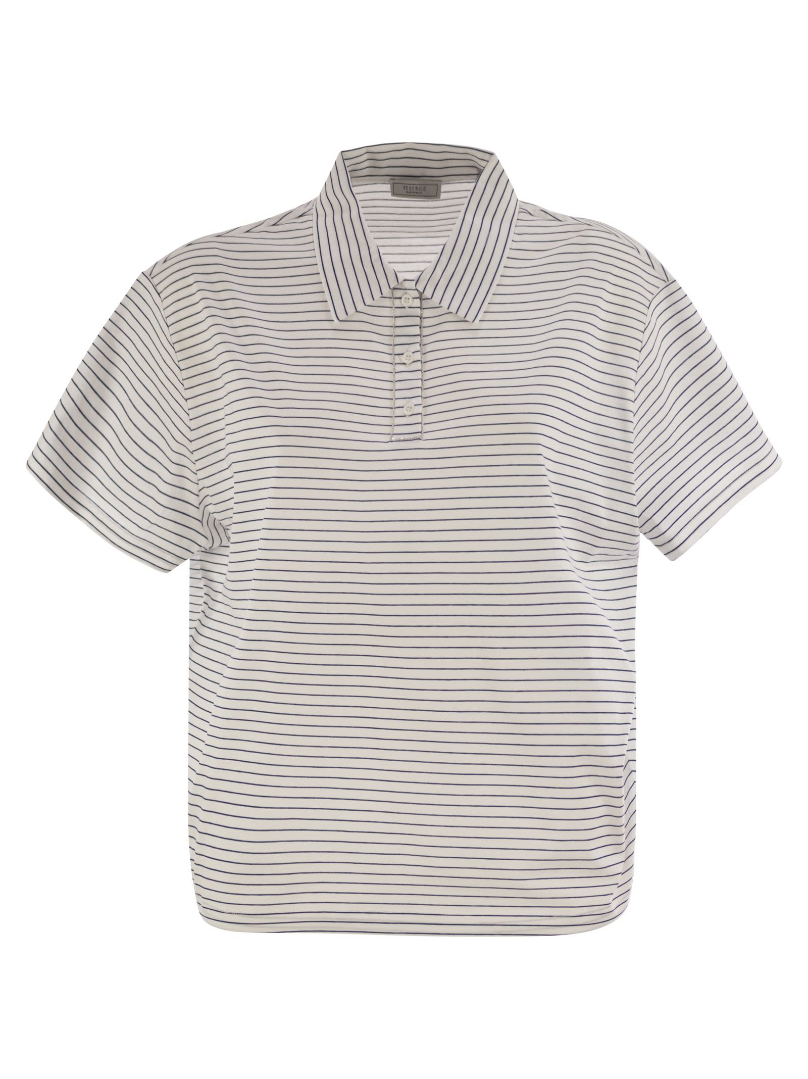 Shop Peserico Striped Cotton Jersey Polo Shirt