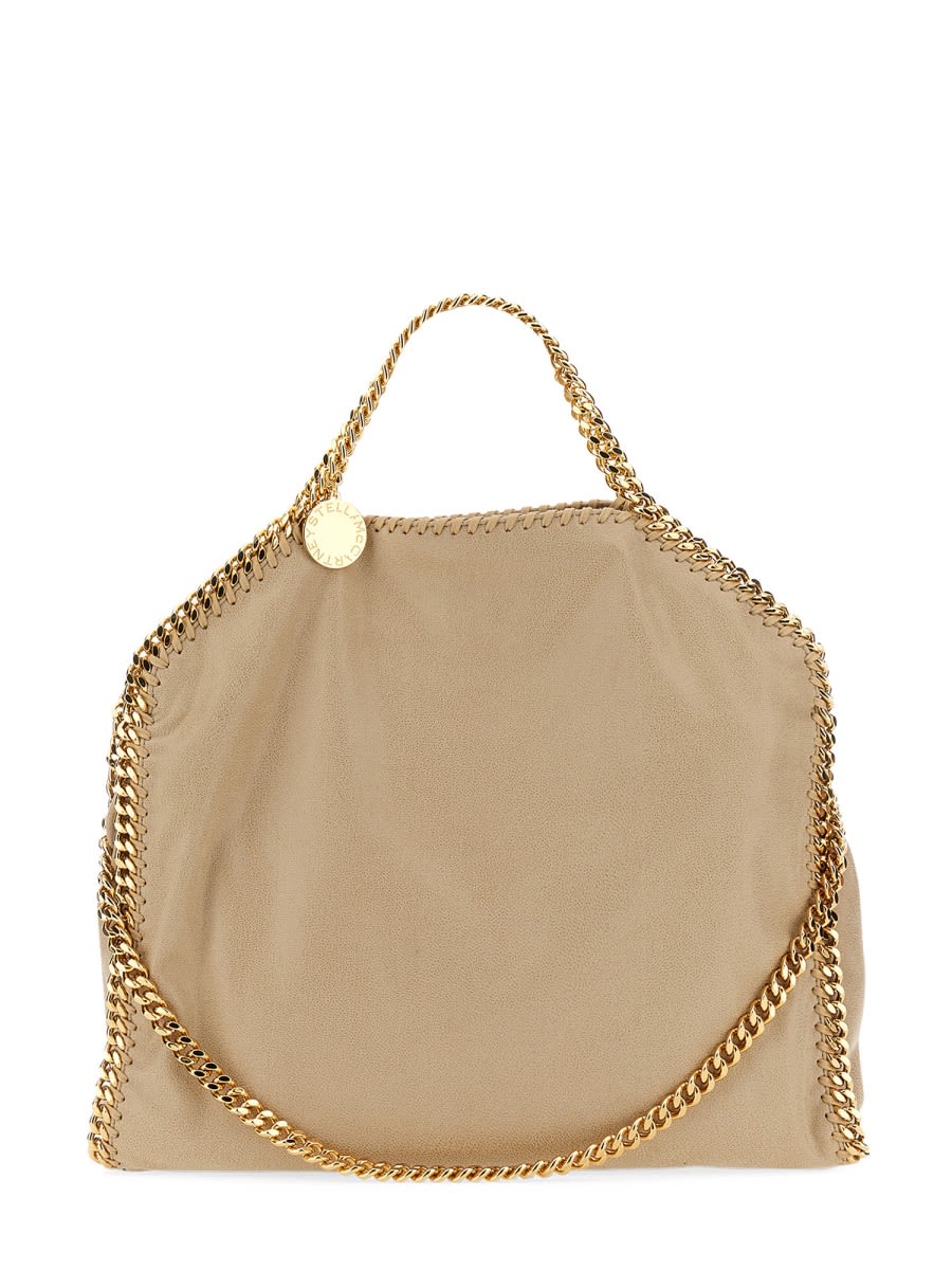 Shop Stella Mccartney Falabella Fold Over Bag In Beige