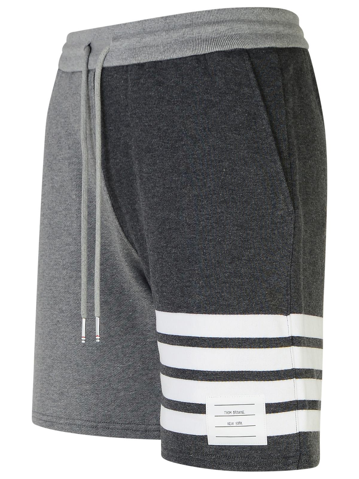 Shop Thom Browne 4-bar Grey Cotton Shorts