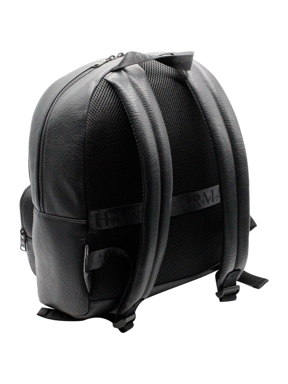 Shop Armani Collezioni Backpack In Very Soft Soft Grain Eco-leather With Logo Written On The Front. Adjustable Shoulder Str In Black