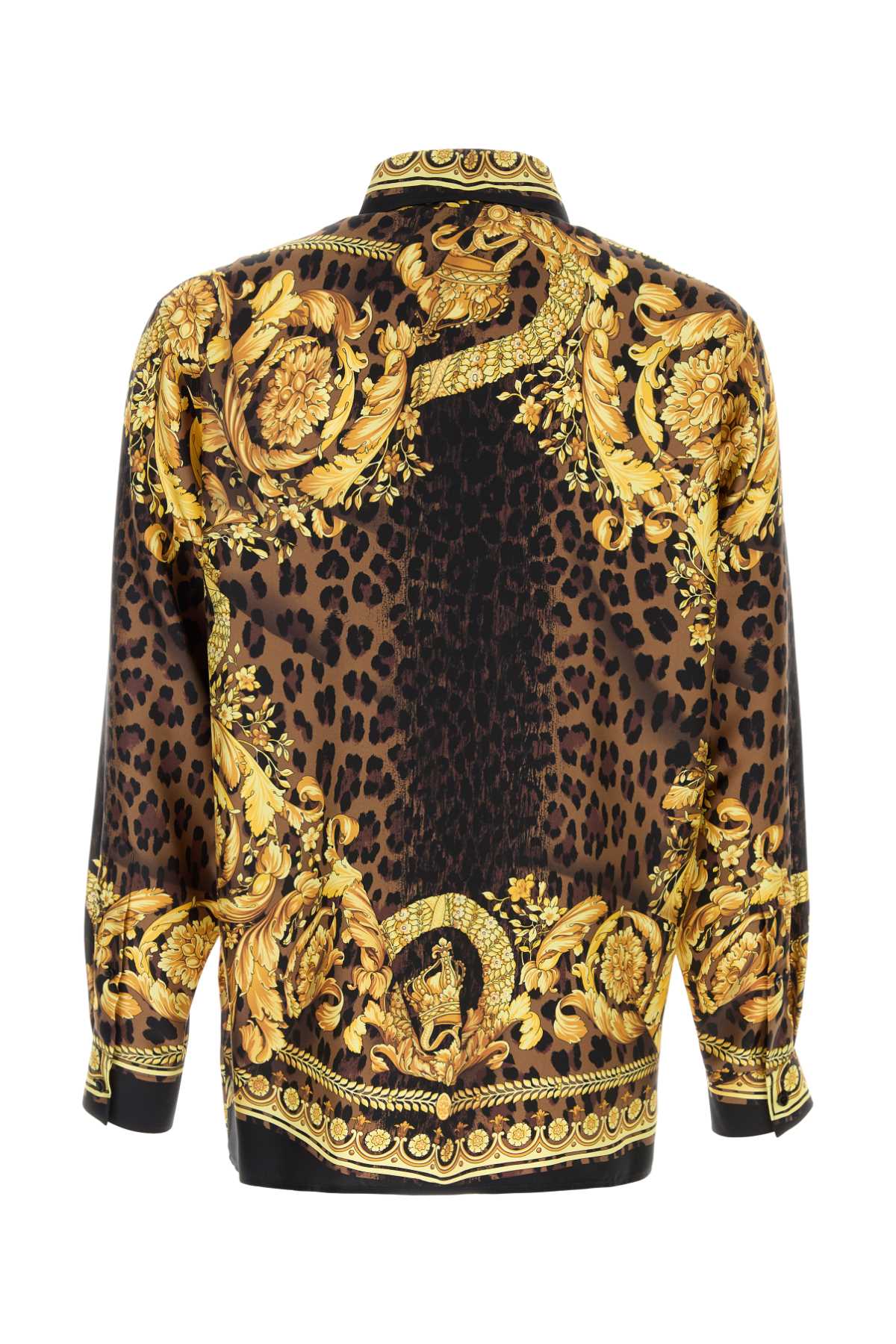 Shop Versace Printed Silk Shirt In Black